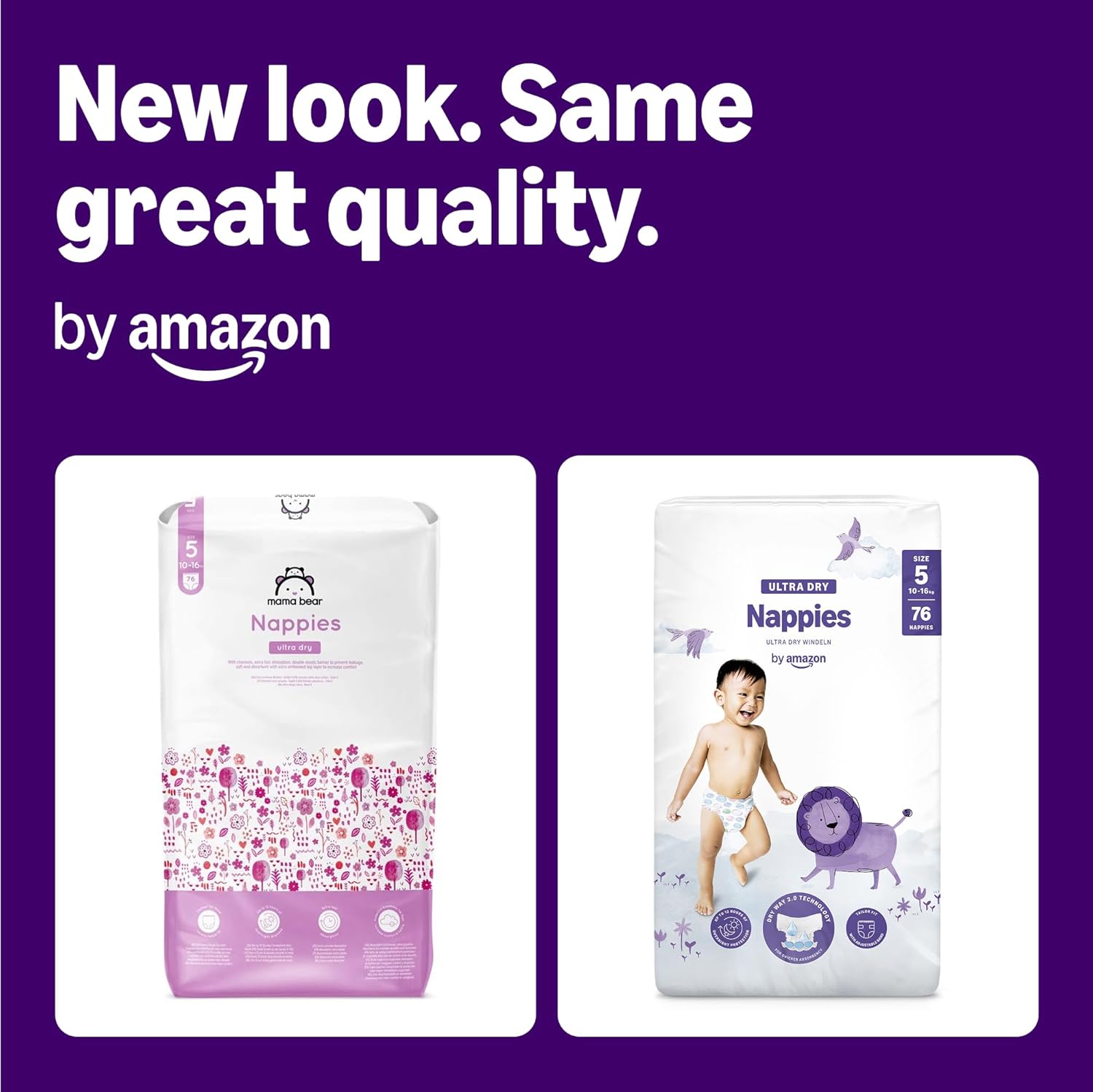 Detalle 2 de By Amazon Ultra Dry Nappies Size 5 (10-16 kg) – 152 nappies (2 x 76)