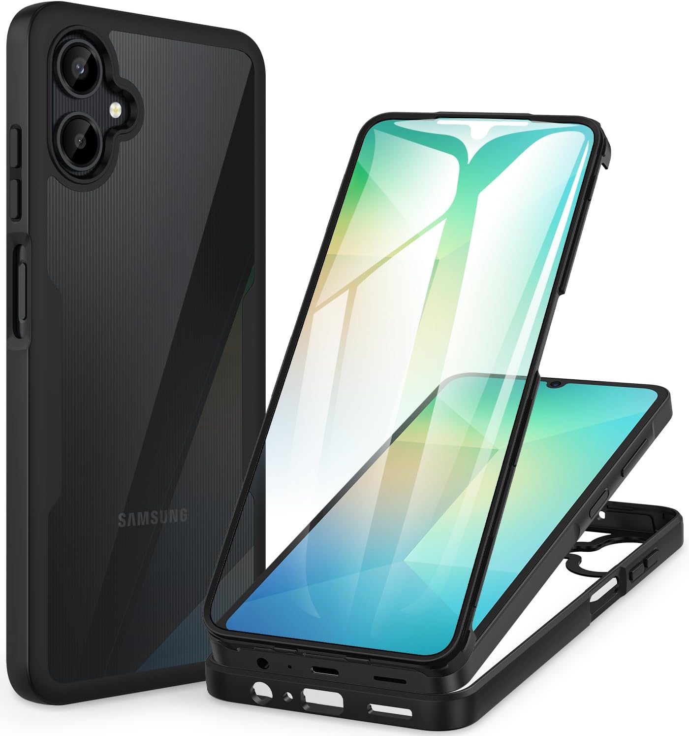 Detalle de CENHUFO for Samsung Galaxy A06 rugged case with built-in screen protector (black)