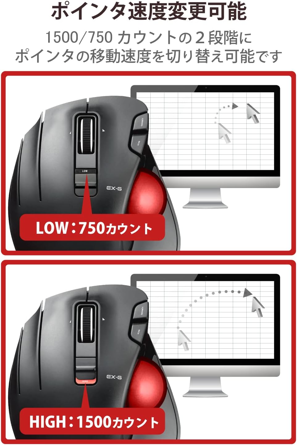 Thumbnail 4 de エレコム M-XT4DRBK-G 左手用ワイヤレストラックボール 6ボタン・チルトホイール搭載
