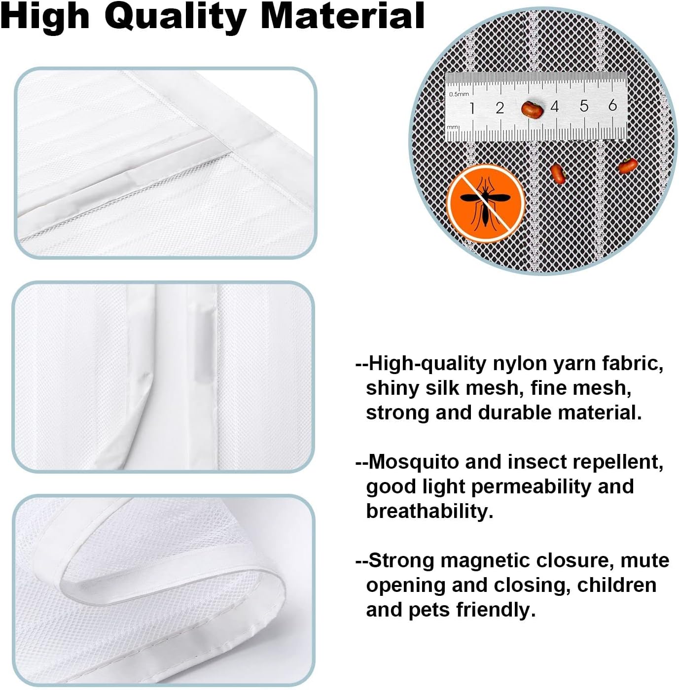 Thumbnail 1 de Magnetic Fly Screen Door (75 x 200cm) with Powerful Magnets and Anti-Mosquito Mesh Curtain, White Strips