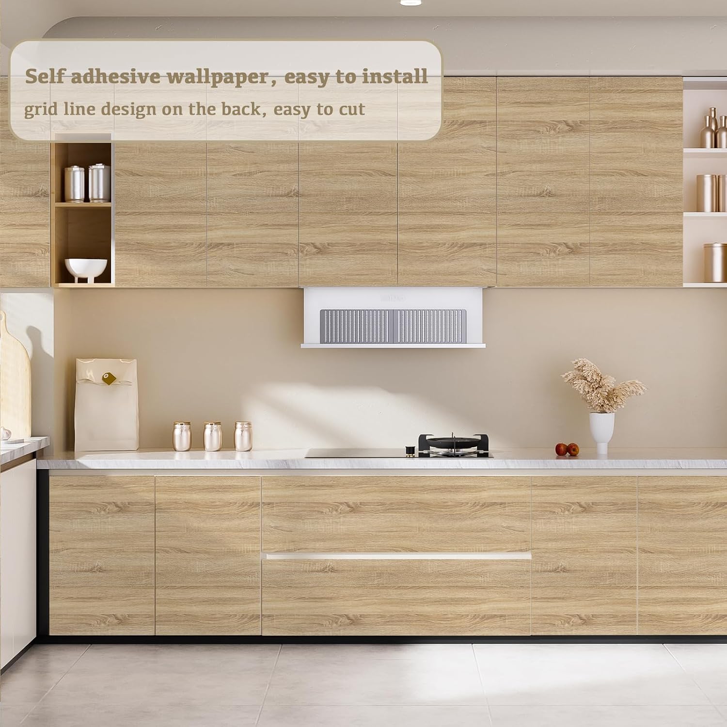 Thumbnail 2 de Abyssaly Oak Brown Wood Effect Vinyl Wrap: Self-Adhesive, Removable & Durable