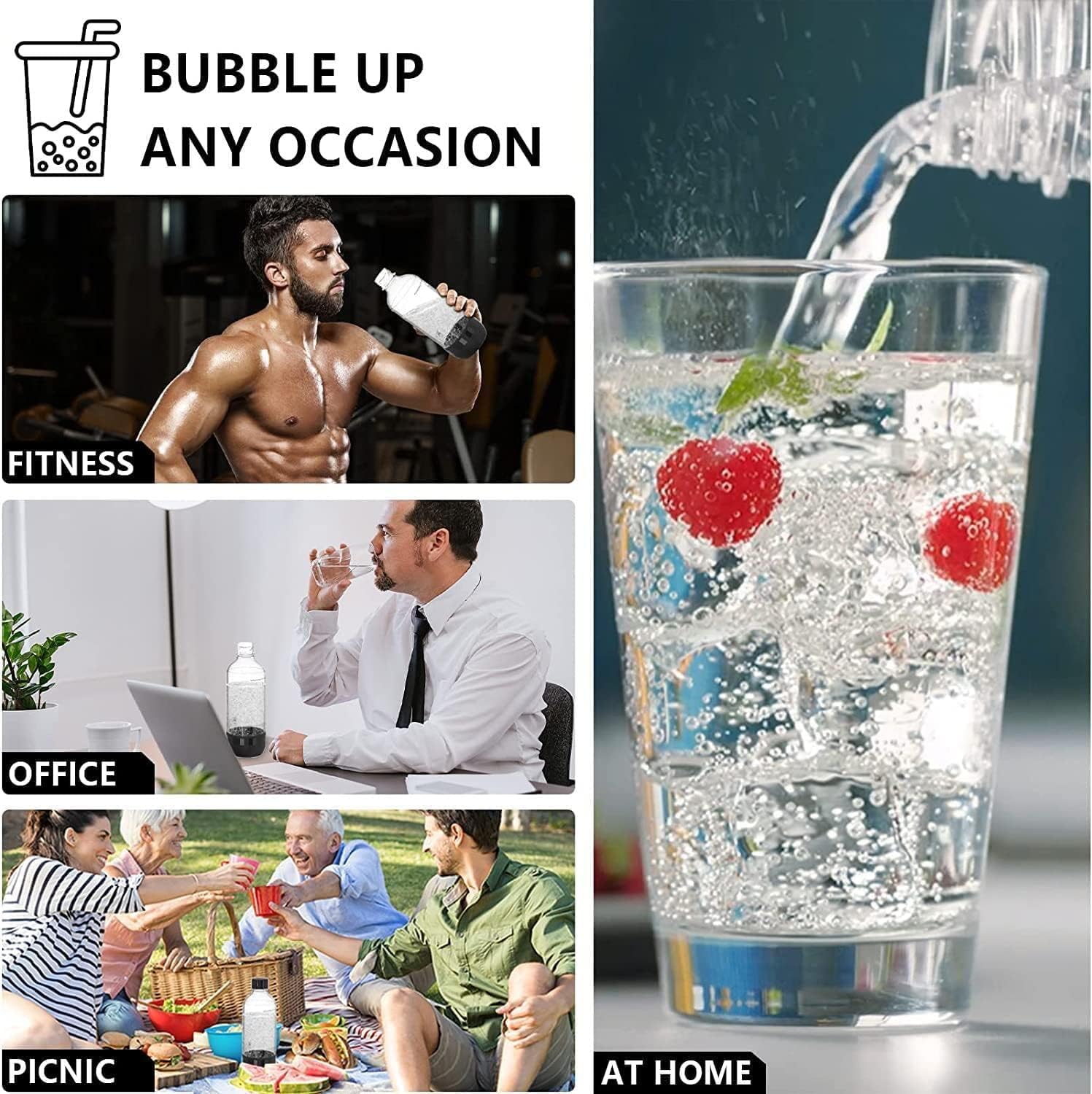 Thumbnail 5 de Mycket Soda Maker Bottles: 2 x 1 Litre BPA-Free Reusable PET Bottles for Sparkling Water Makers