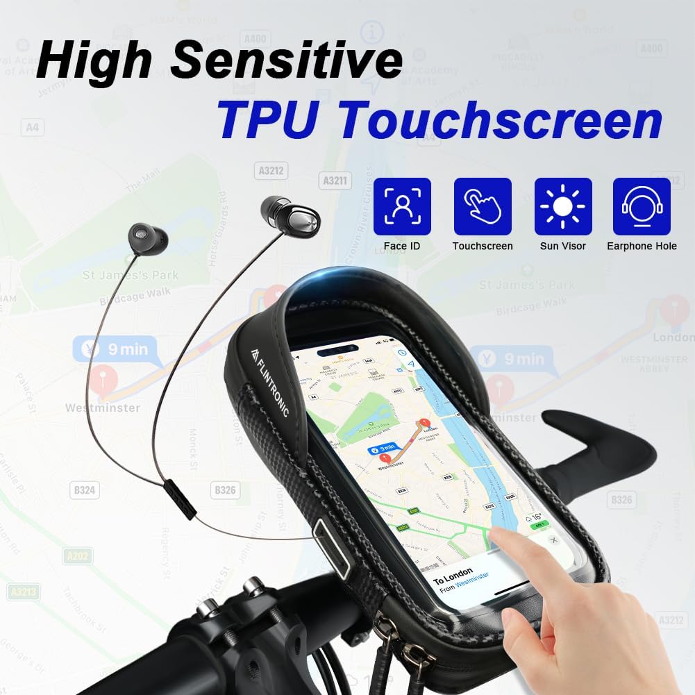 Detalle de Flintronic Support Téléphone Vélo Étanche avec Rotation 360° et Protection Pluie