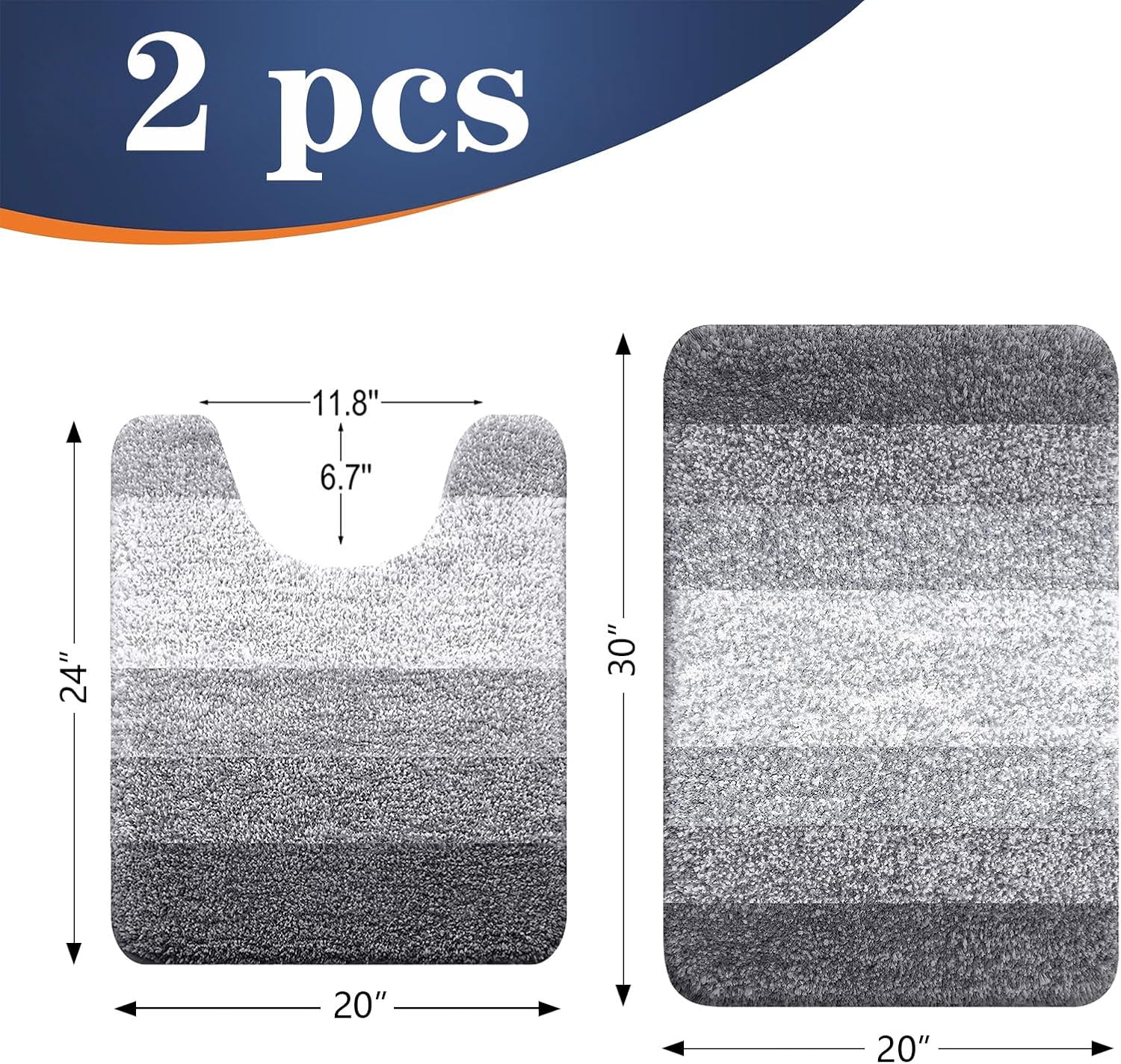 Thumbnail 1 de OLANLY Bathroom Rug Set 30x20+24x20