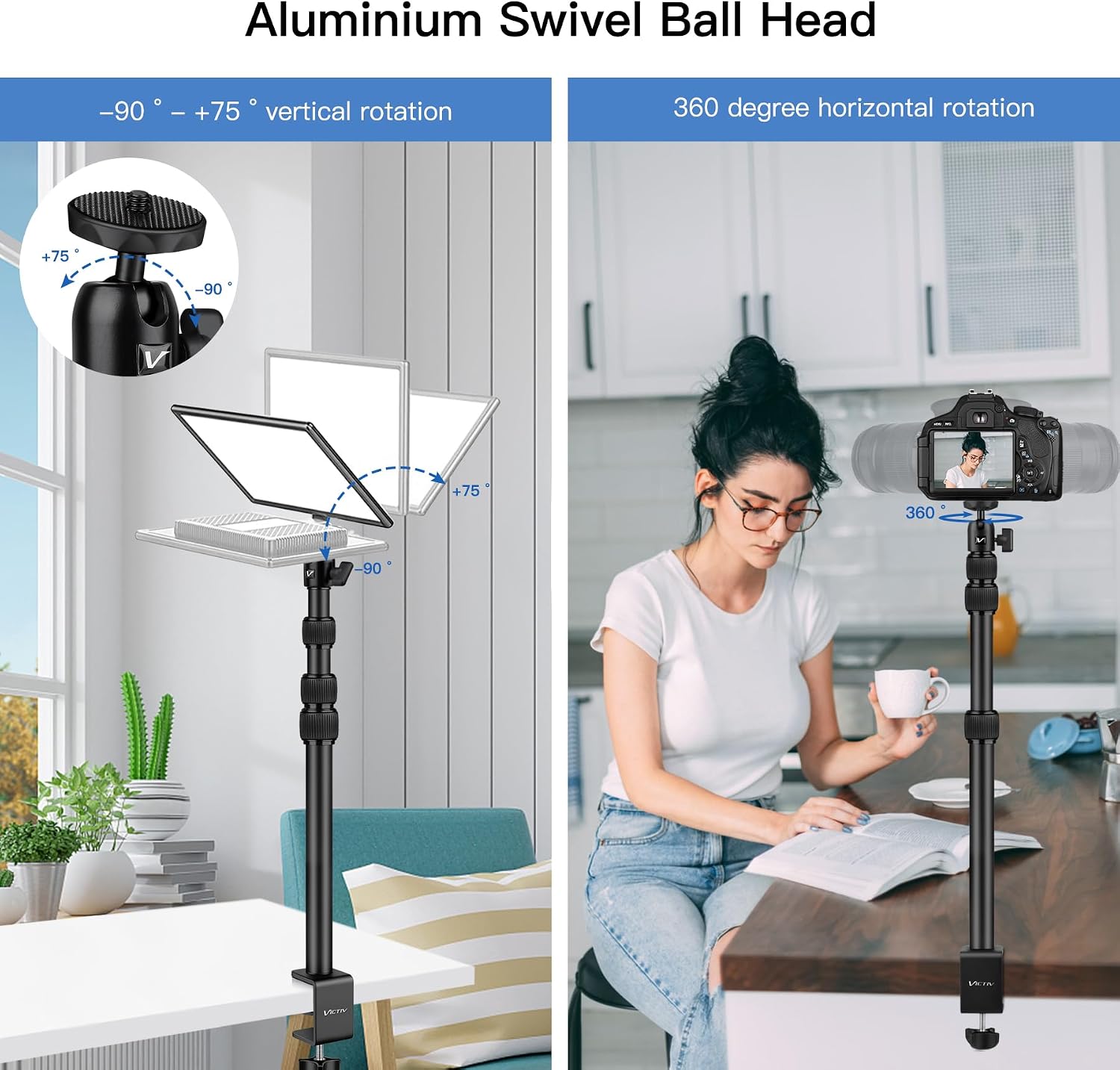 Thumbnail 2 de Victiv Camera Desk Mount: adjustable aluminium desk stand for phones, webcams and ring lights