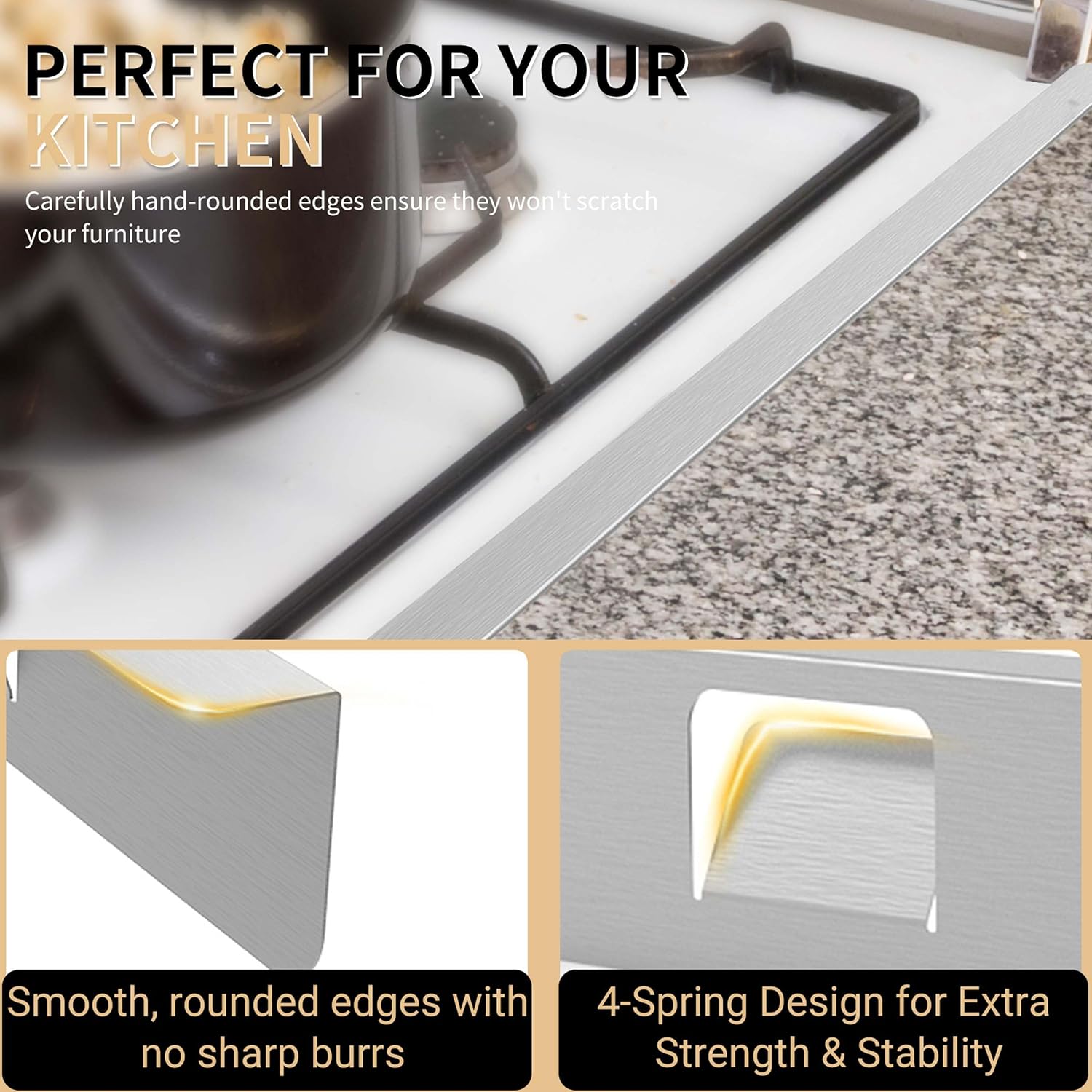 Detalle de MOFINO STE-650-1 Stove Gap Cover, 23.2-Inch 316 Stainless Steel, 2-Pack