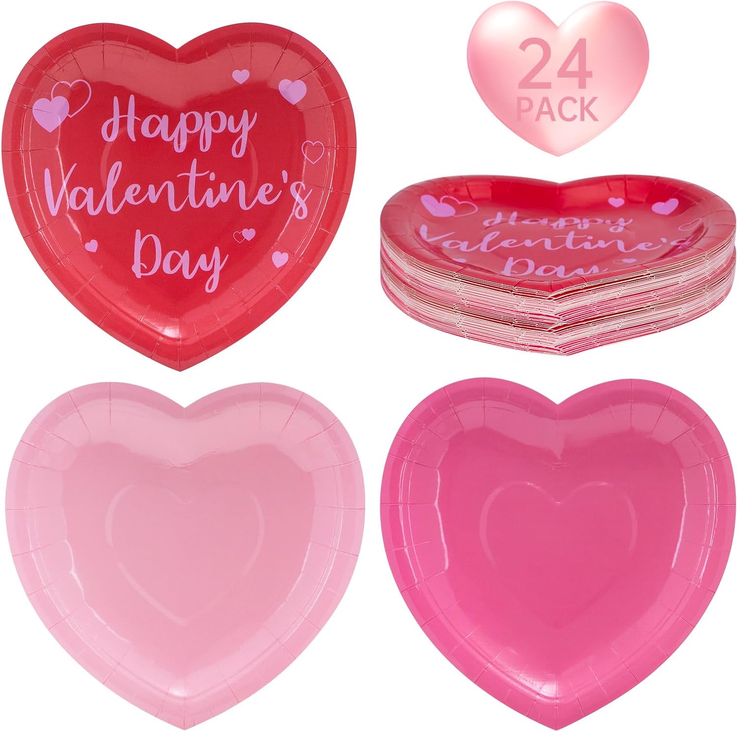 Detalle de Happy Valentine's Day Plates 24 pcs 🍽