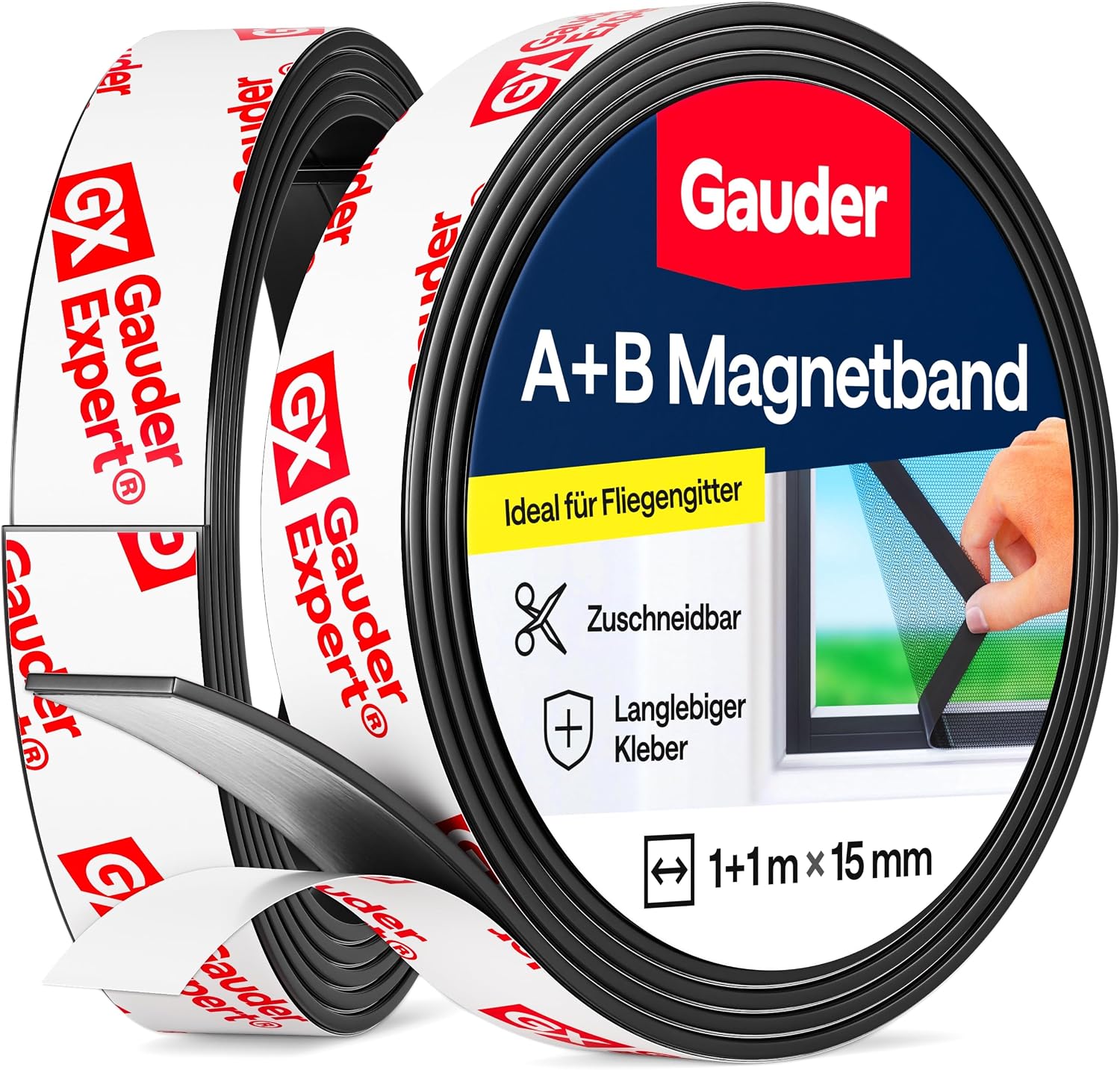 Detalle de GAUDER A+B Magnetband für Fliegengitter & Moskitonetze – selbstklebende Magnetstreifen (1+1 m)
