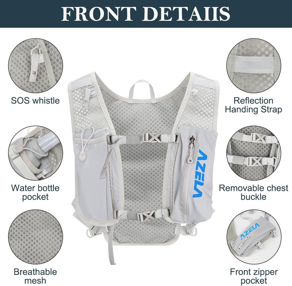 Detalle de HOTUT Zaino da Corsa, Gilet Idrico Unisex con Strisce Riflettenti e Tasche Multifunzionali