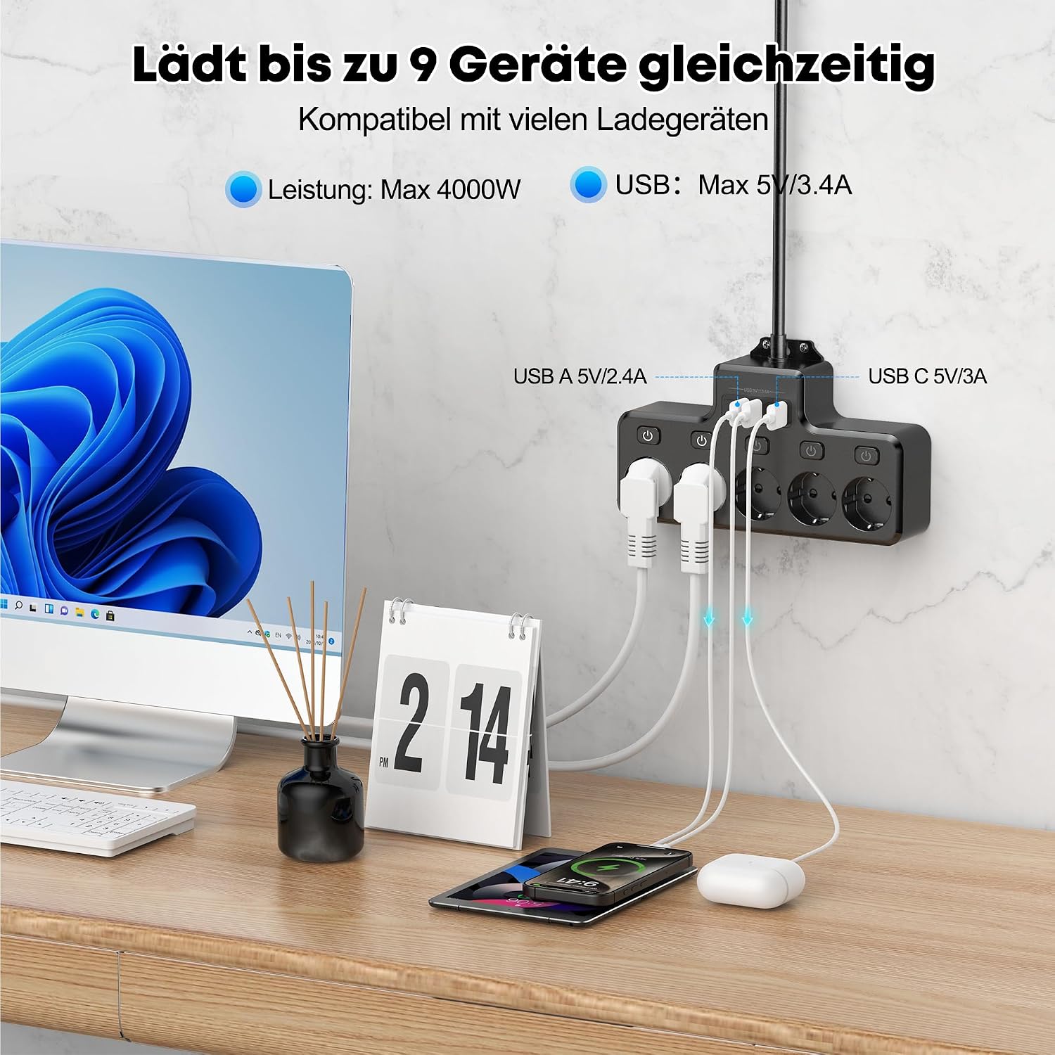 Detalle de COLSTAR Steckdosenleiste 5‑fach mit USB