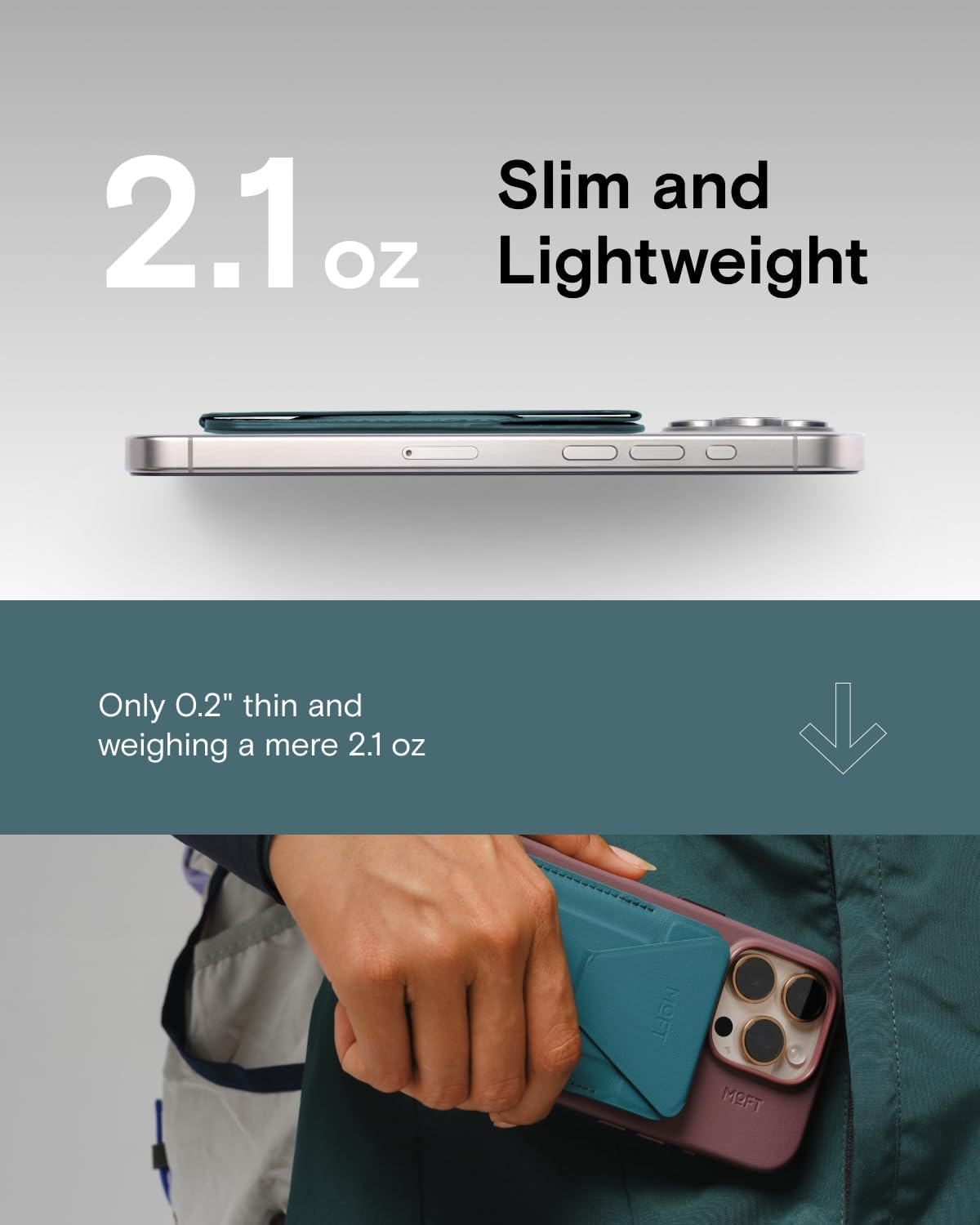 Thumbnail 1 de MOFT Magnetic Wallet Stand (MOVAS Vegan Leather) for iPhone 17/16/15/14/13/12 Series with MagSafe