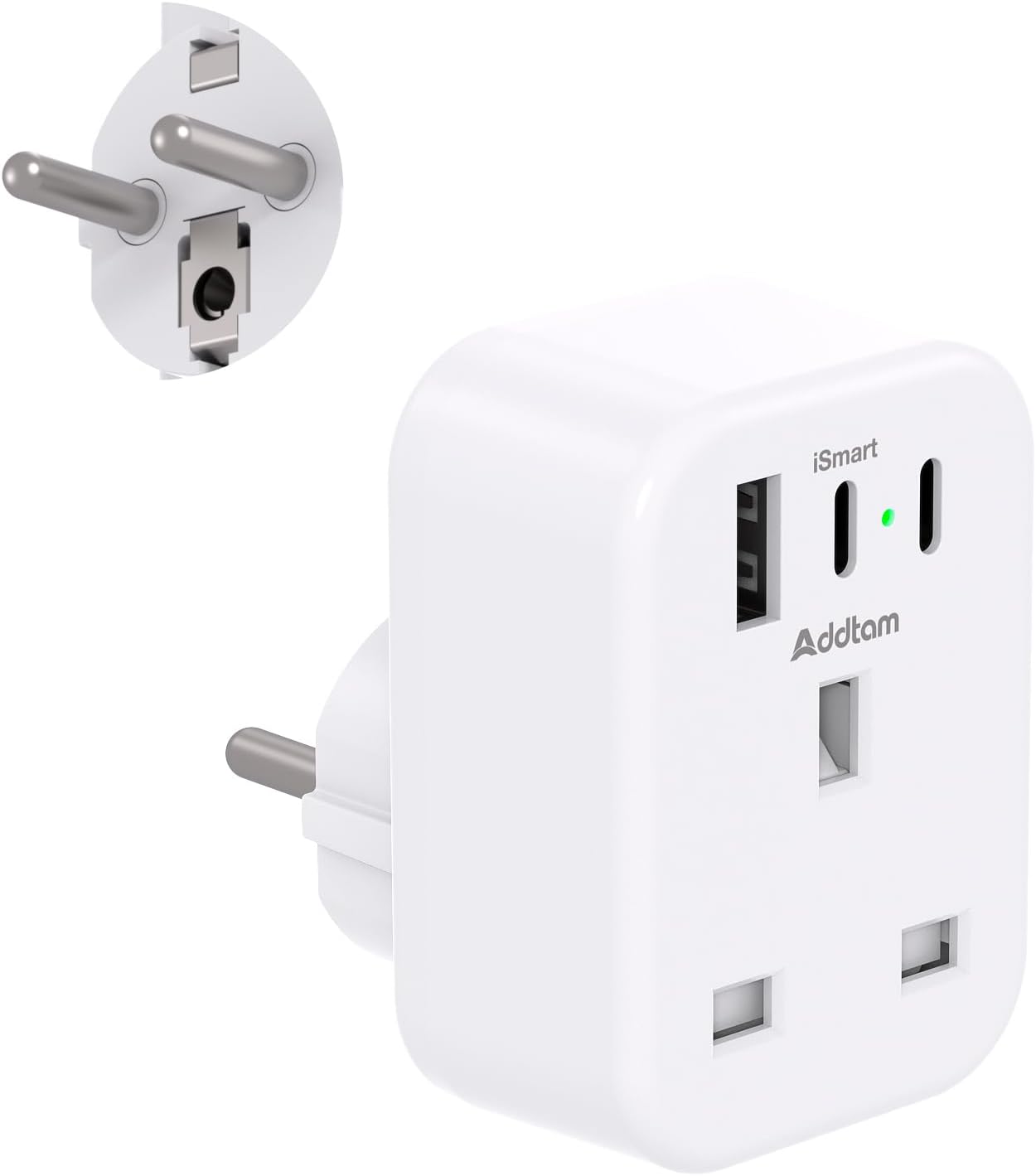 Detalle de UK to European Plug Adapter 3 USB Ports 🔌