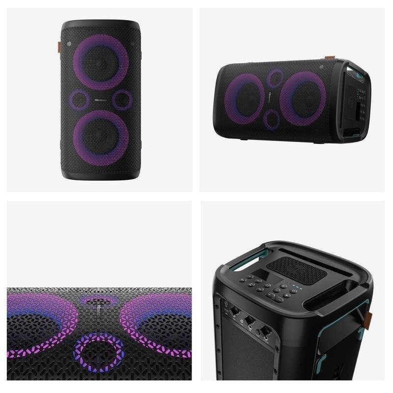 Detalle de Hisense Party Storm, altavoz inalámbrico de 300 W RMS con Bluetooth y batería de 15 h