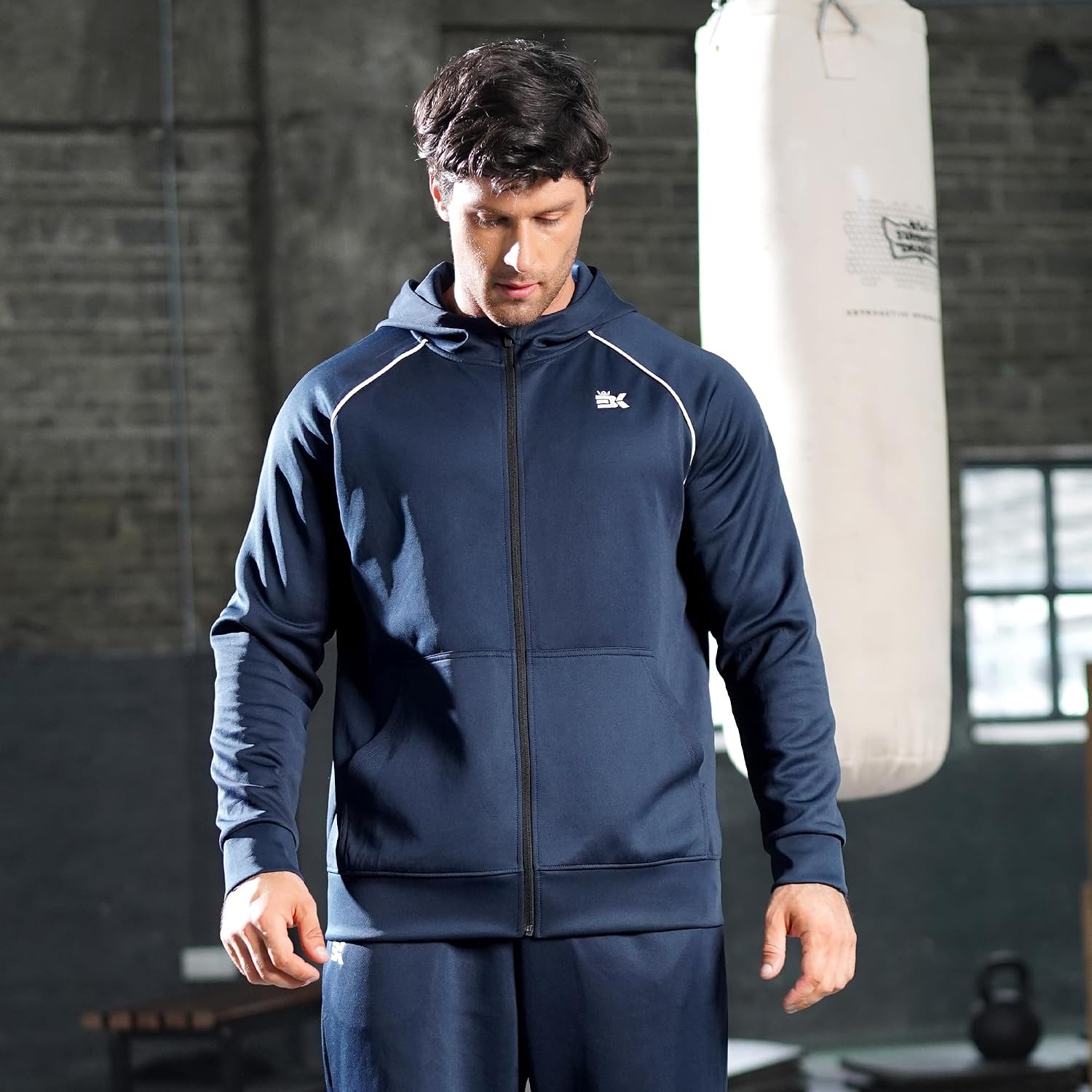 Detalle de BROKIG Mens Gym Hoodies: Zip Up Hooded Sweatshirt with Hidden Pockets