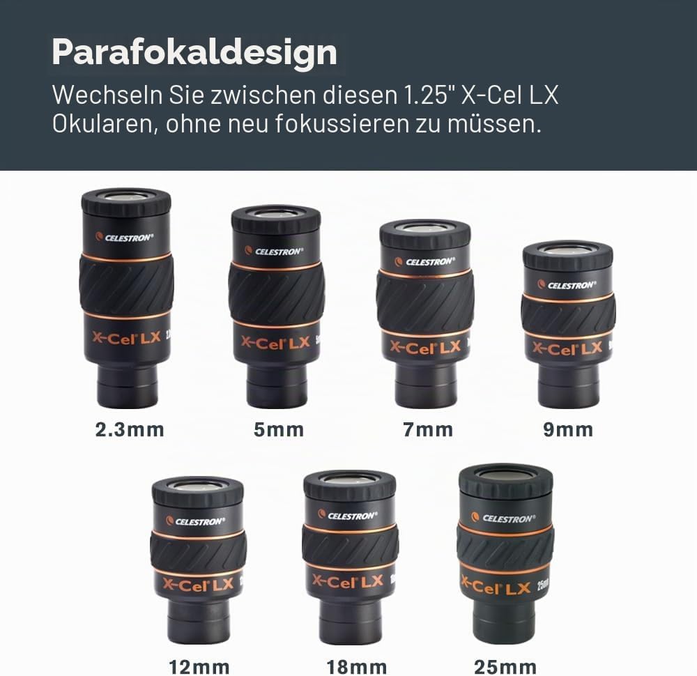 Detalle 2 de Celestron 93423 X-CEL LX Serie – 1,25 Zoll Okular 9 mm (Schwarz)