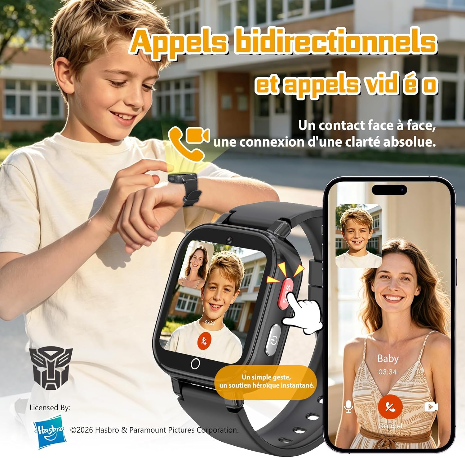 Thumbnail 2 de Transformers 4G Montre Connectée Enfant – GPS, Appels Vidéo et Mode École, IP68
