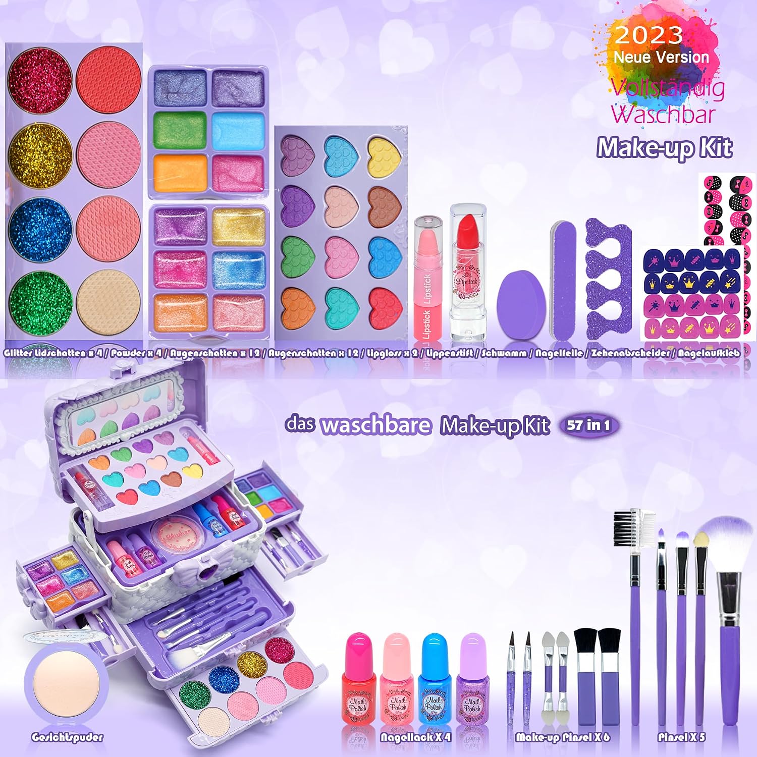 Detalle 2 de Kinderschminke Set Make Up Schminkset M Mädchen Purple