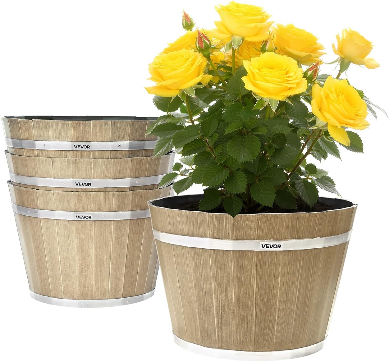 Detalle de VEVOR Whiskey Barrel Planters, 11.81-Inch