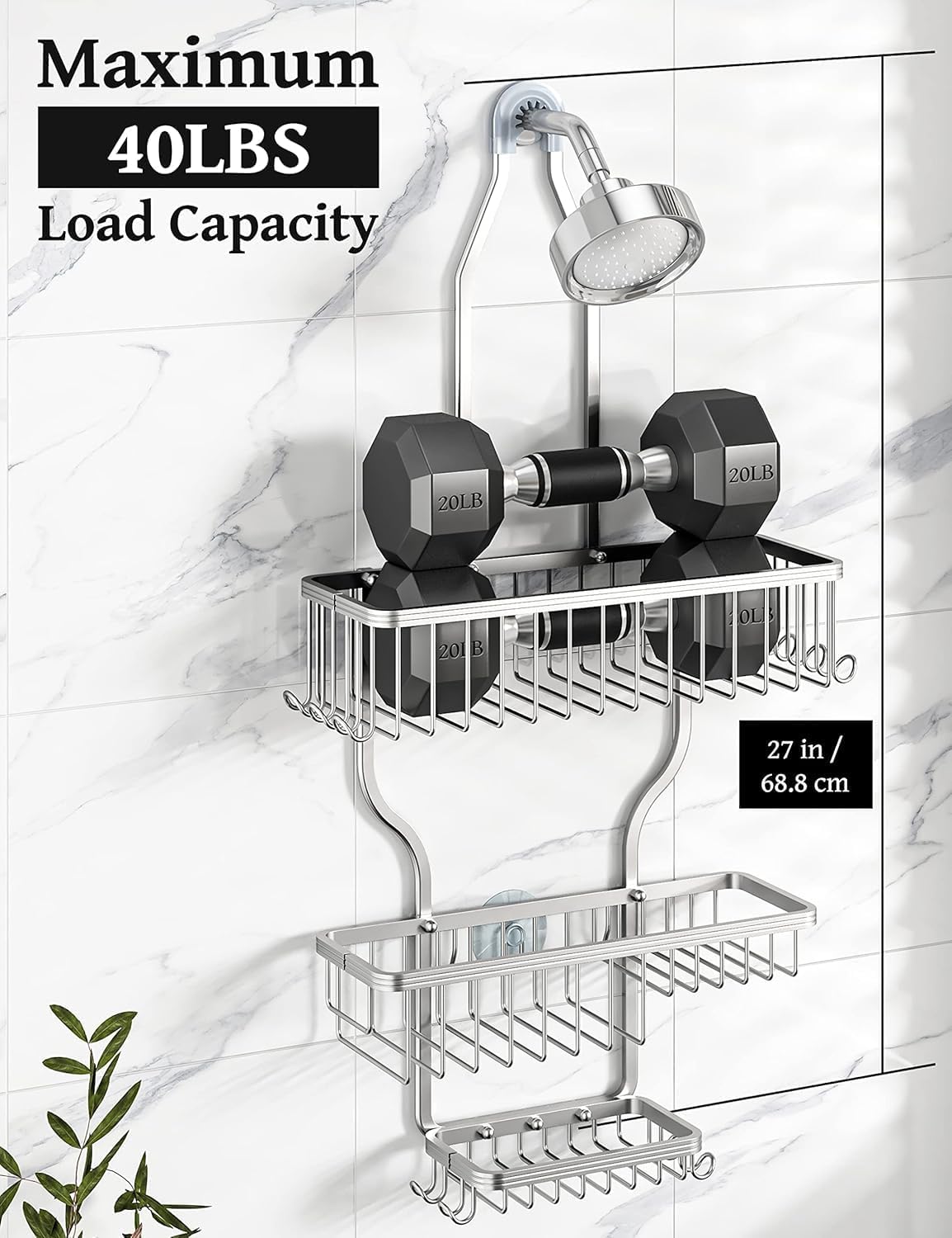 Thumbnail 5 de YASONIC Shower Caddy Hanging with 10 Hooks