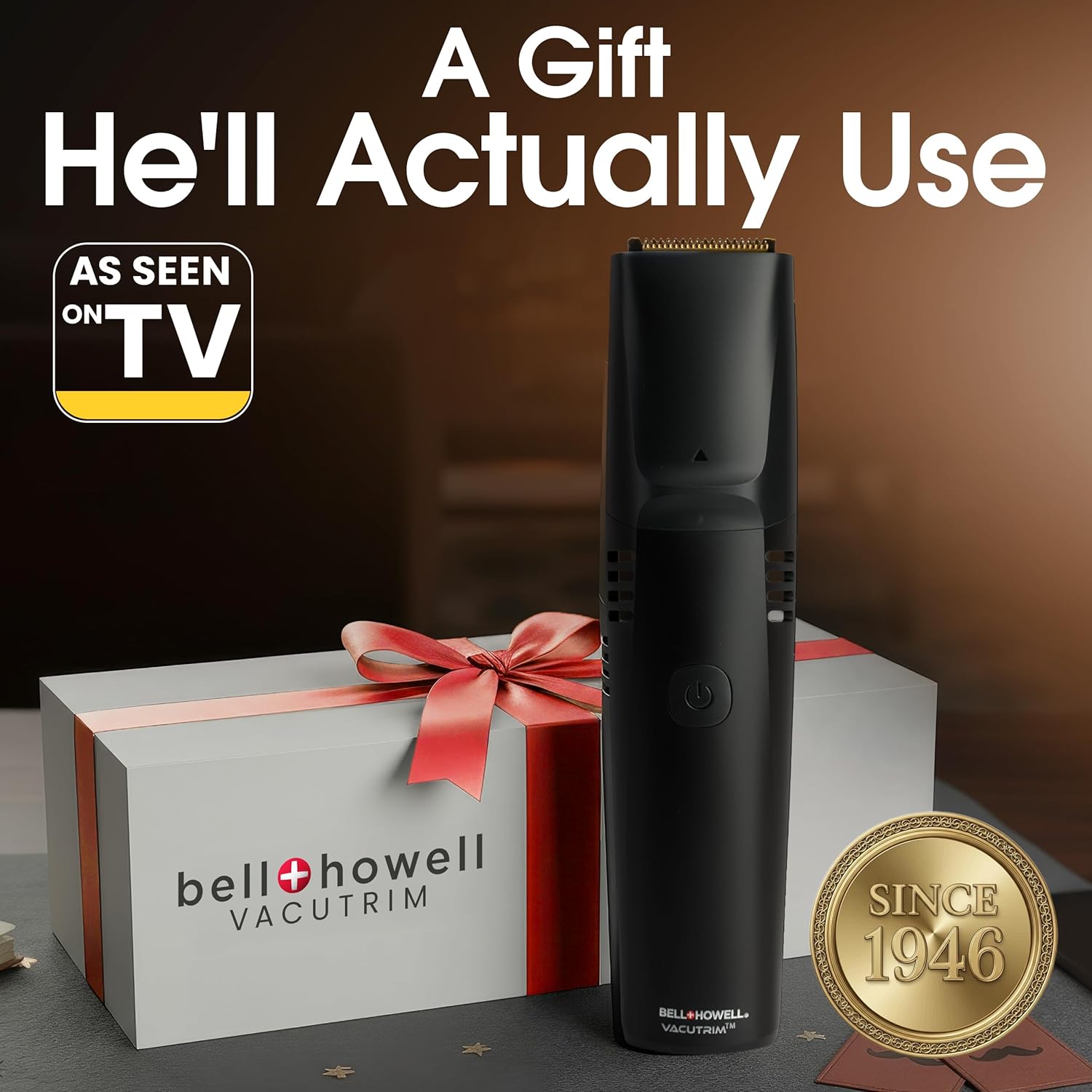 Detalle 2 de Bell+Howell Vacutrim Deluxe Cordless Beard Trimmer with Built-in Vacuum (20 Trim Settings)
