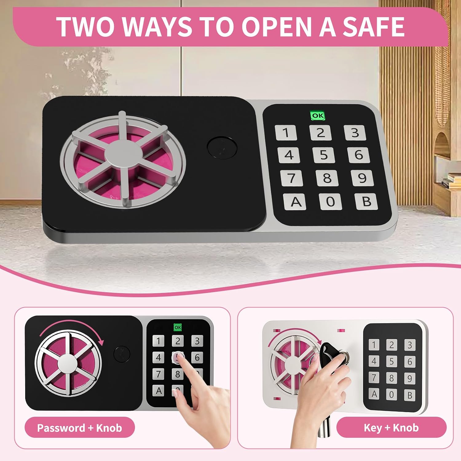 Thumbnail 2 de KABISAFE Digitaler Safe 6,8 L – Kleiner Wandtresor für Zuhause, rosa