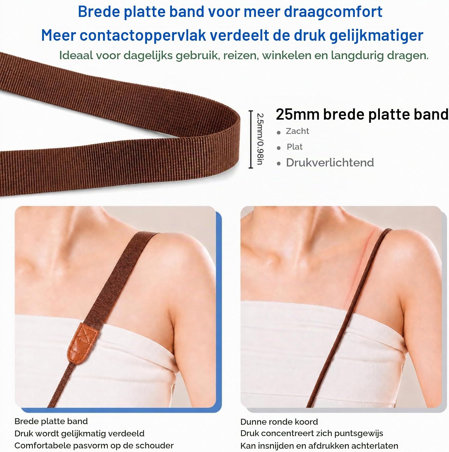 Detalle de OstayOne verstelbaar telefoonkoord met 2 universele patches