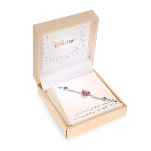 Thumbnail 1 de Disney Pulsera Minnie Mouse en acero inoxidable con circonitas rosas (13-18 cm)