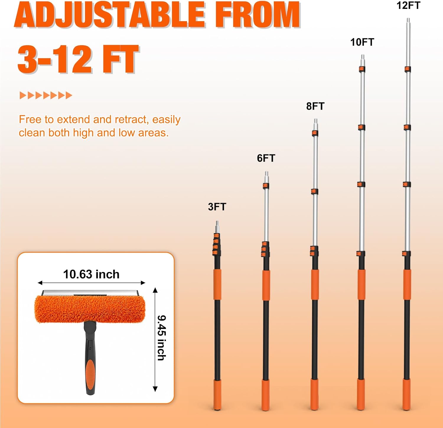 Thumbnail 4 de LAANPOLE 20FT Window Squeegee with Extension Pole: 2-in-1 Window Cleaning Kit