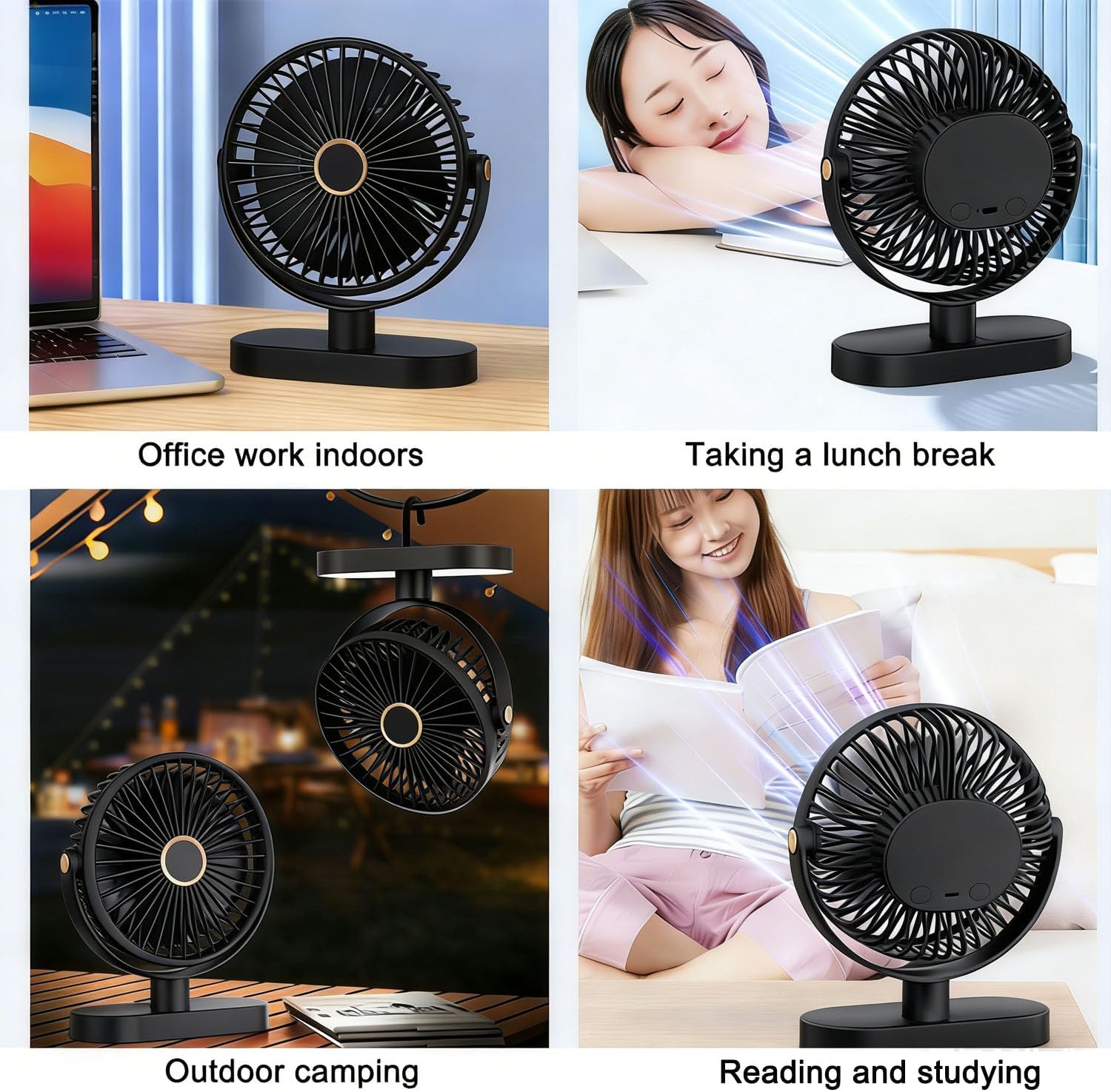 Thumbnail 6 de USB Desk Fan with Night Light — Small, Quiet, 5 Speeds and 720° Rotation
