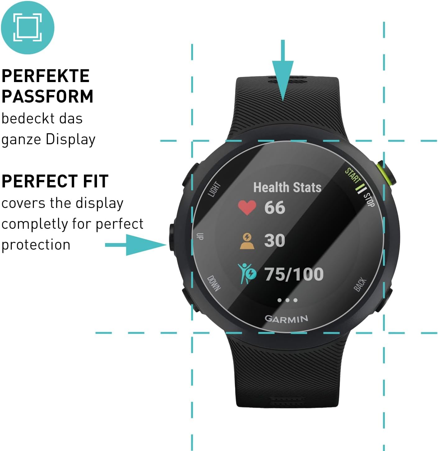 Detalle de SmarTect Tempered Glass Screen Protector for Garmin Forerunner 45 / 45s / 55, 3-Pack