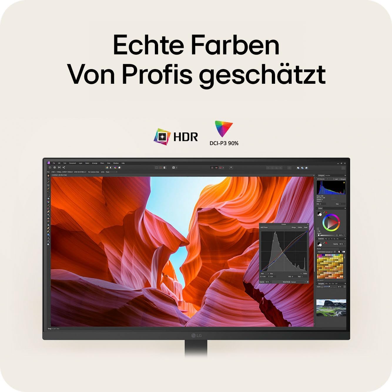 Detalle de LG Ultrafine 27U730A-B.AEU: 27 Zoll 4K IPS Monitor mit HDR10 und USB-C (90 W) – schwarz