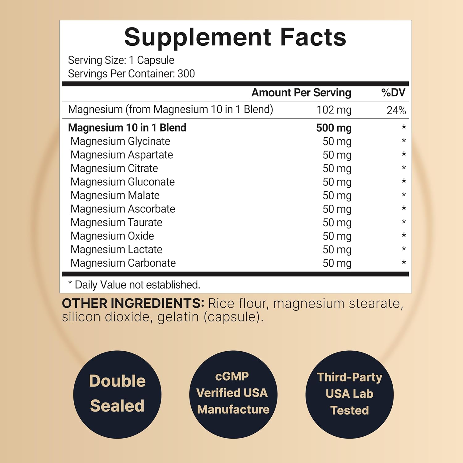 Detalle 2 de NatureBell Magnesium Supplement, 300 Capsules