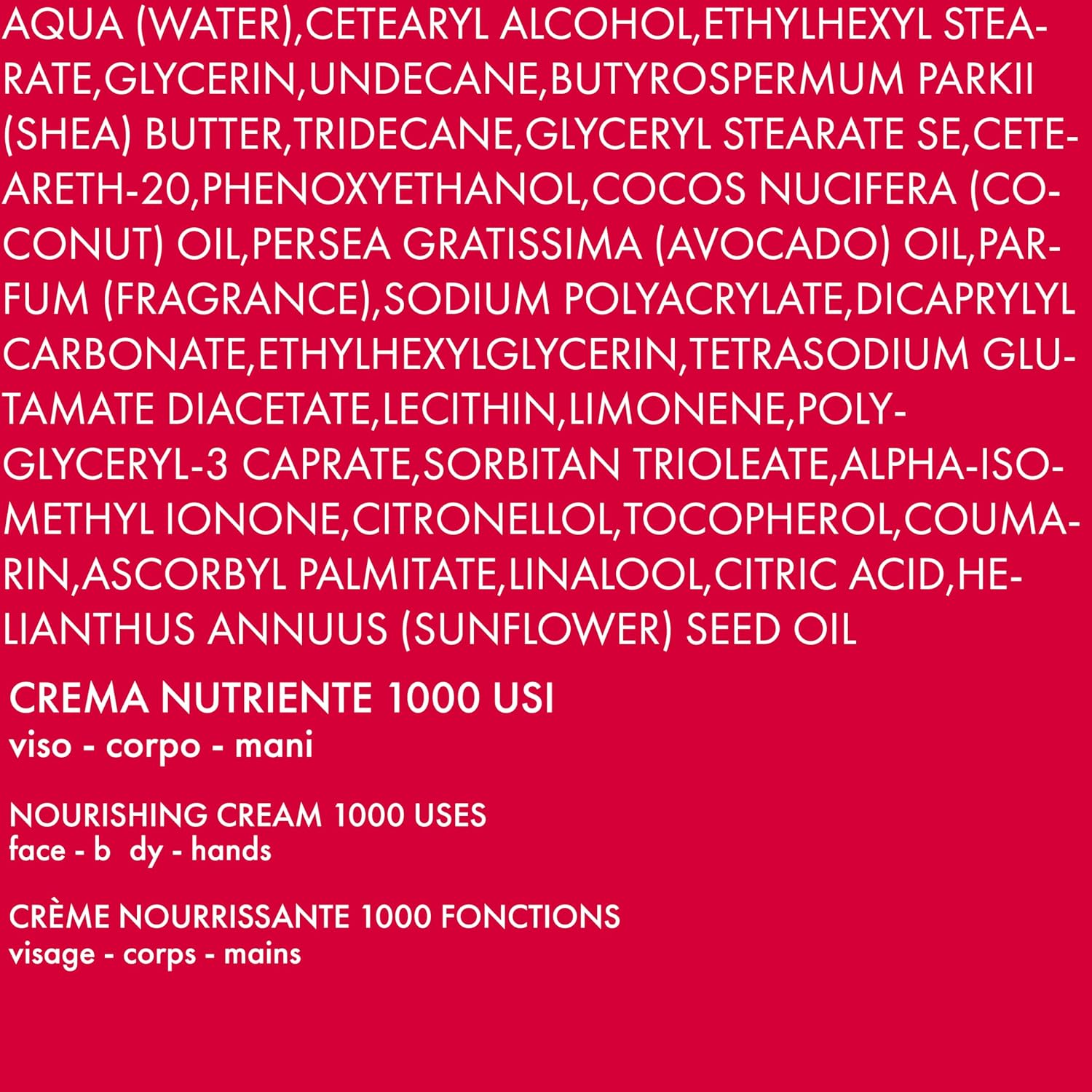 Detalle 1 de PUPA All in one Crema Nutriente 1000 USI – krem do twarzy, ciała, dłoni i ust, 350 ml