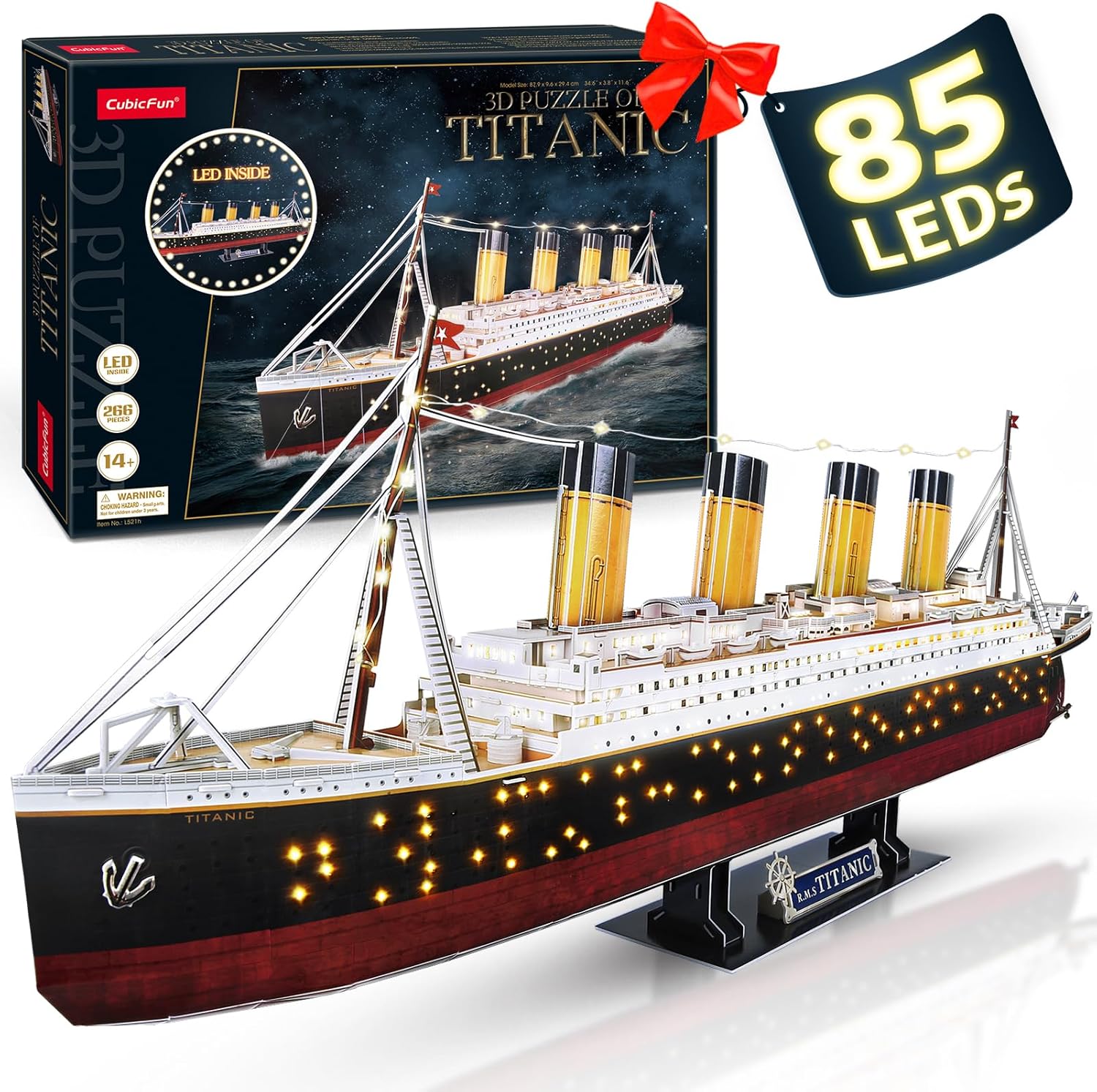 CubicFun LED 3D Puzzle Titanic Ship Model 88 cm 266 pieces 🚢