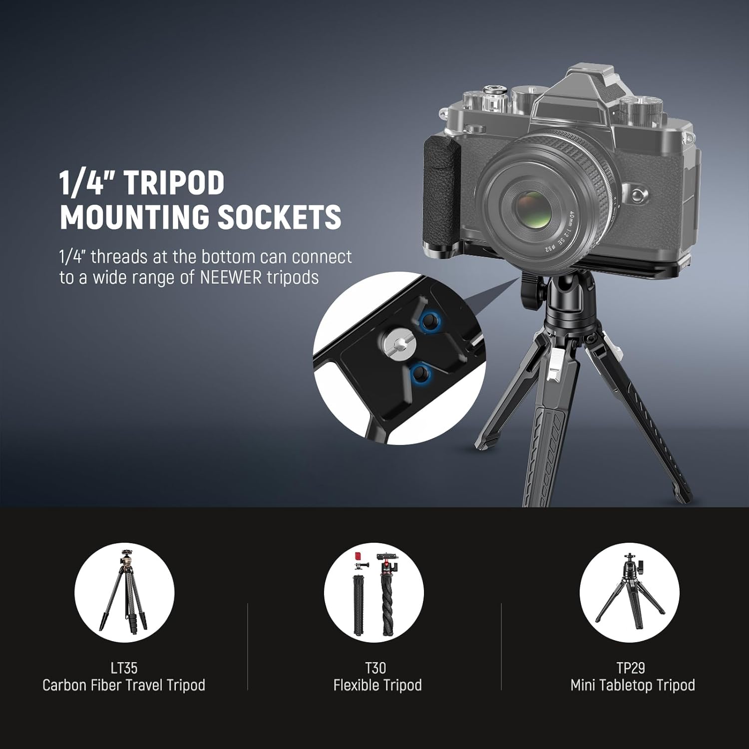 Thumbnail 4 de NEEWER Zf Handgriff L – flacher Handgriff mit Arca-kompatibler Schnellwechselplatte für Nikon Z f