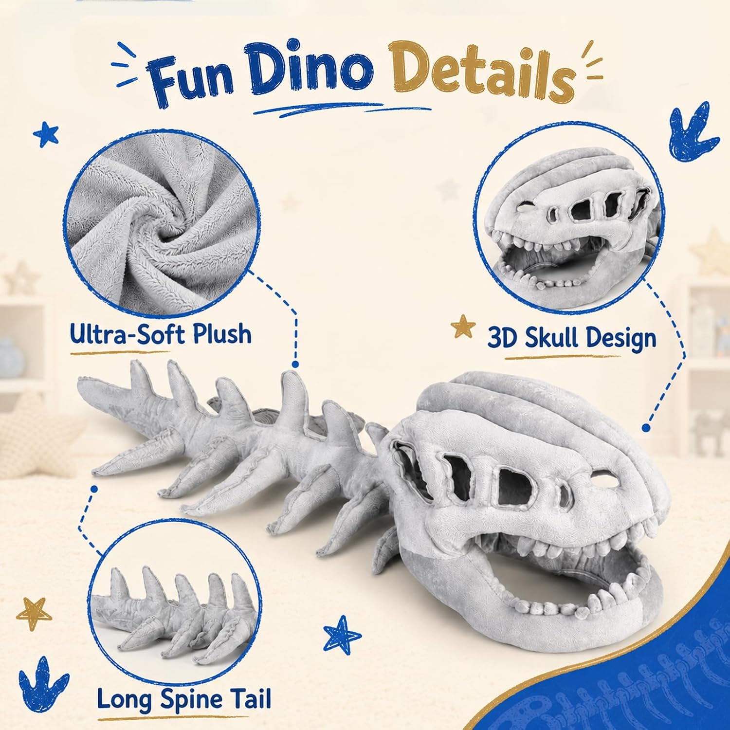 Detalle de Sachie Dinosaur Skeleton Costume for Kids – Spinosaurus Skeleton with 3D Skull and Spine