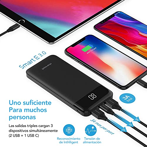 Detalle 2 de Bateria Externa Charmast 10400 mAh con USB‑C, LED y 3 salidas: carga segura y monitorizada