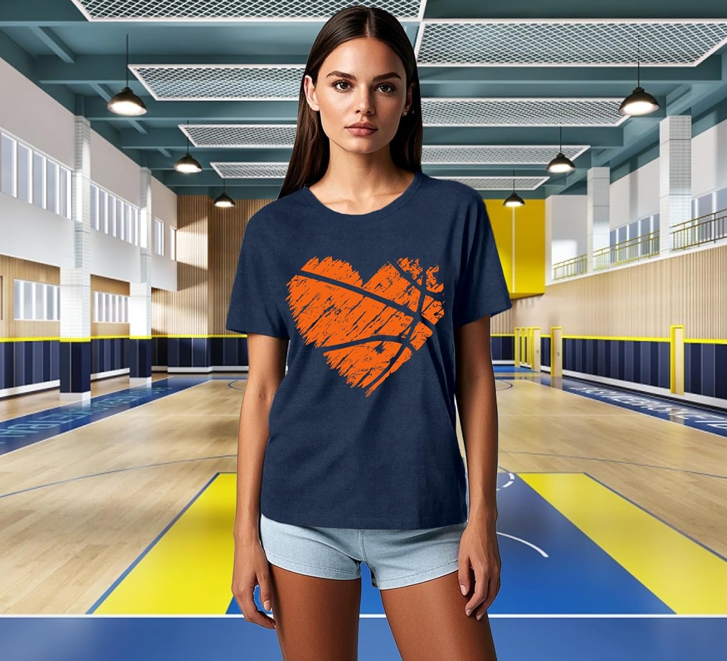 Detalle 2 de Qskall Women's Netball Heart T‑Shirt: Soft, Everyday Comfort with a Sporty Twist