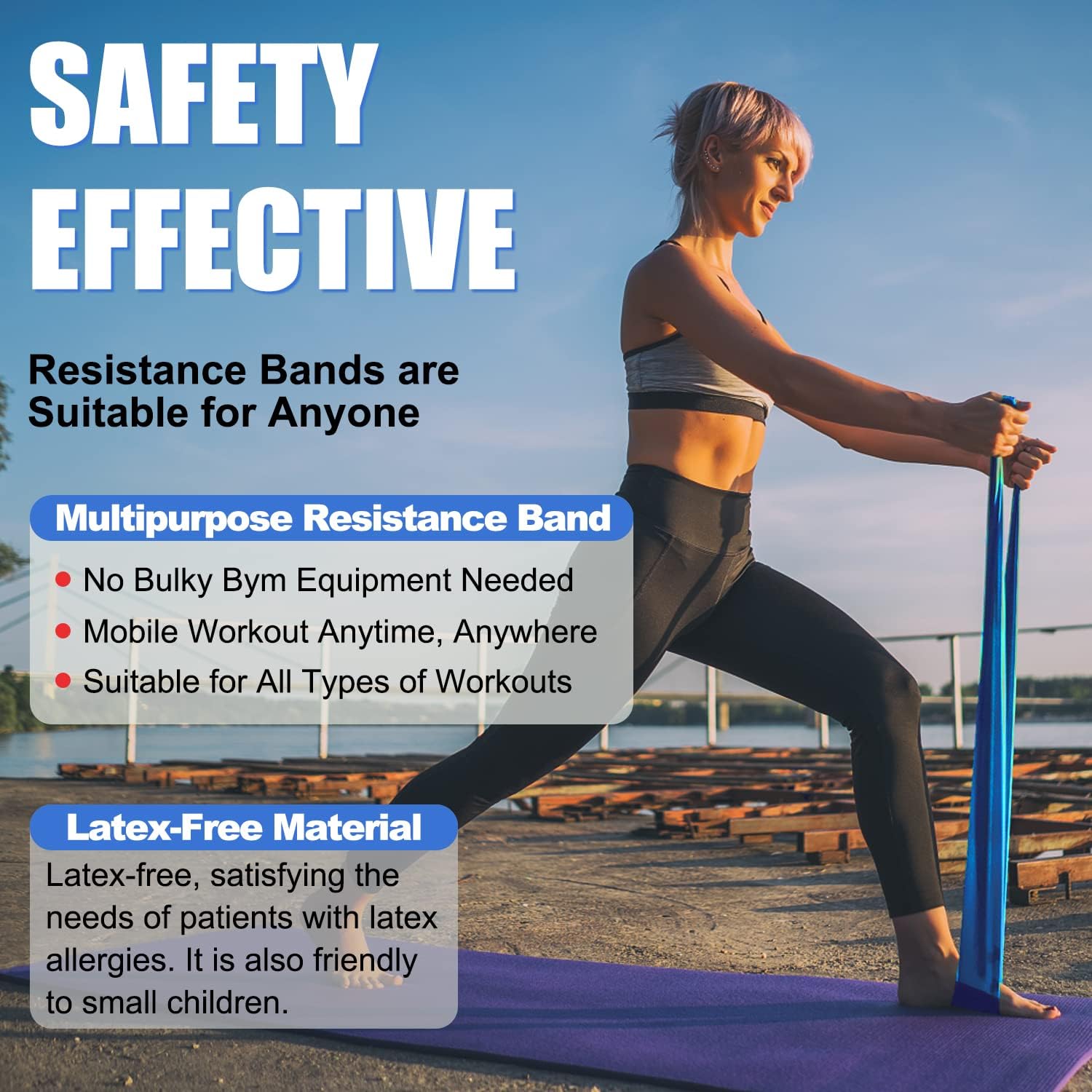 Thumbnail 3 de Resistance Exercise Band Kit – Strength Training & Conditioning, Pilates, 3-Pack (Yellow Light, Red Medium, Blue Heavy) by Potok