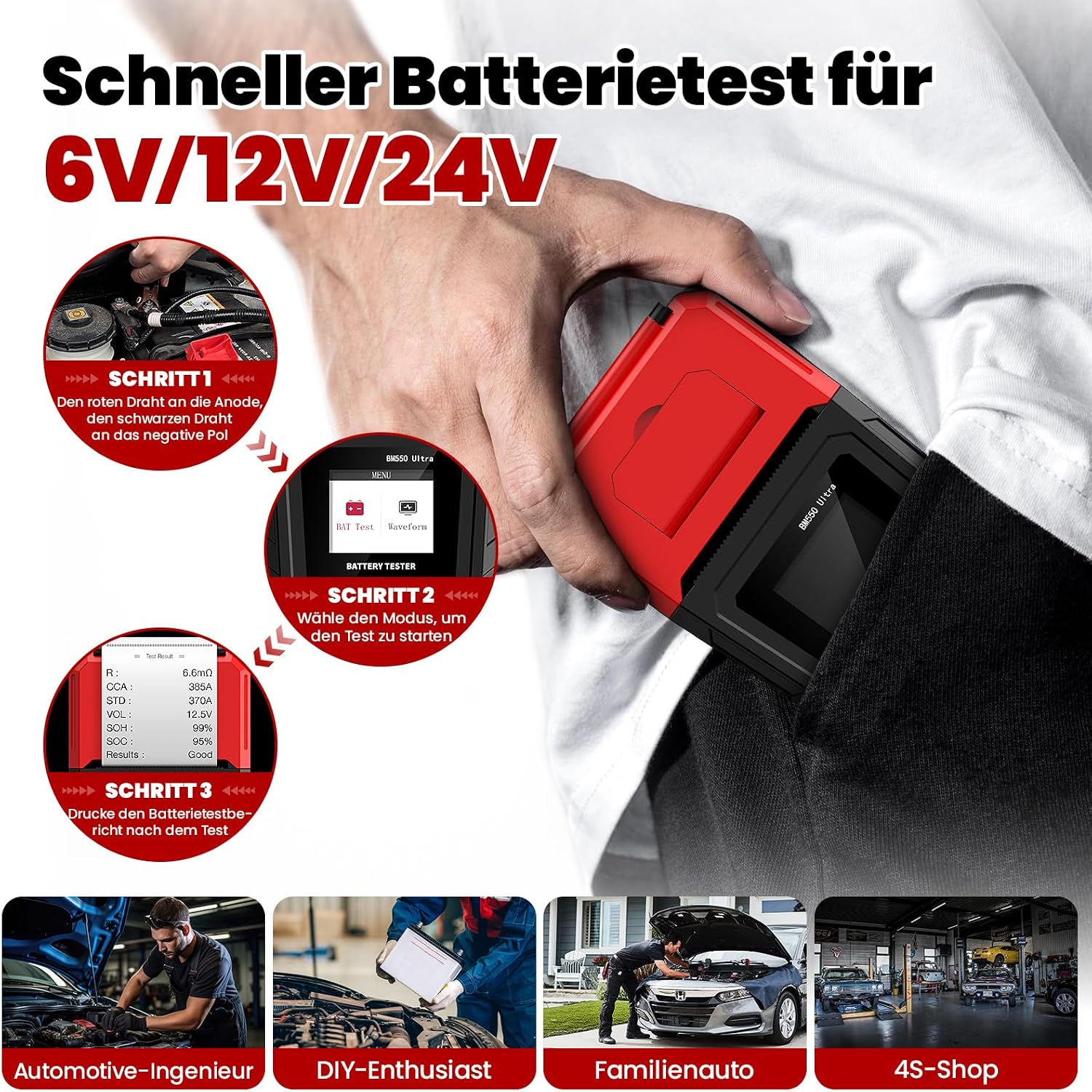 Thumbnail 5 de BM550U Autobatterietester mit Drucker – 6V/12V/24V