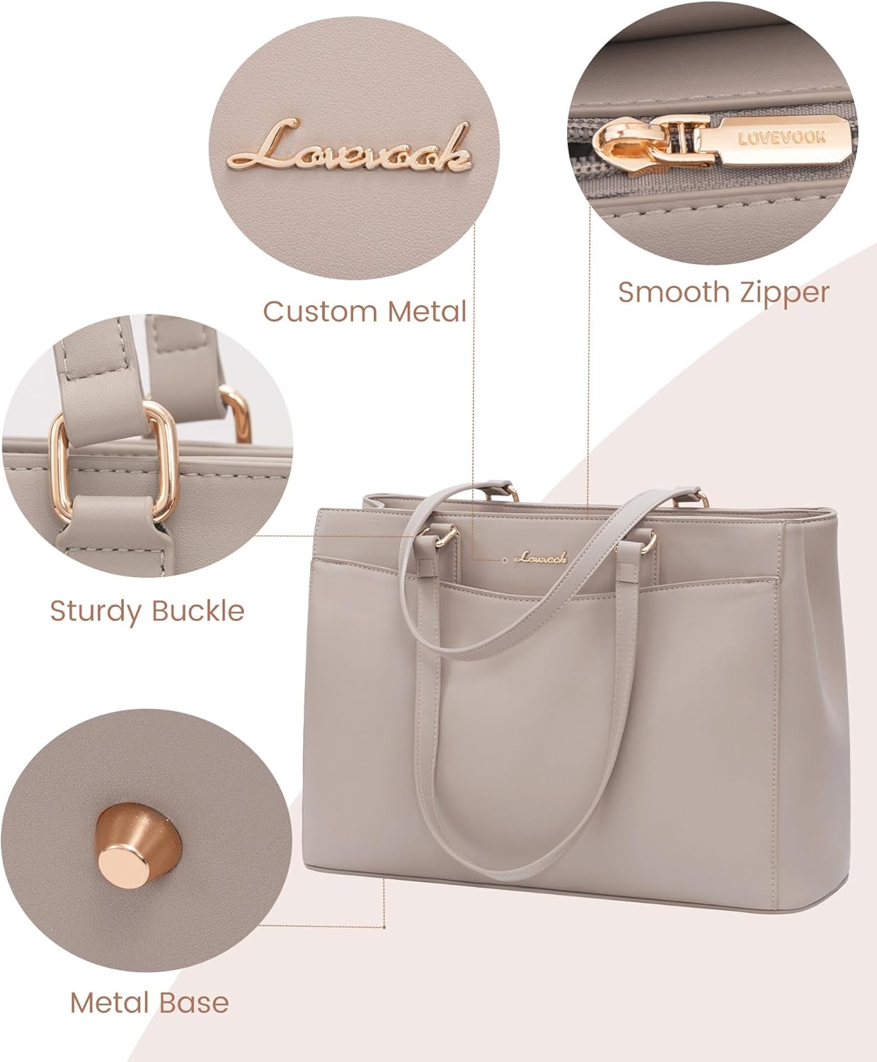 Thumbnail 6 de LOVEVOOK Laptop Bags for Women 15.6 Inch — A Spacious, Practical Tote for Work and School