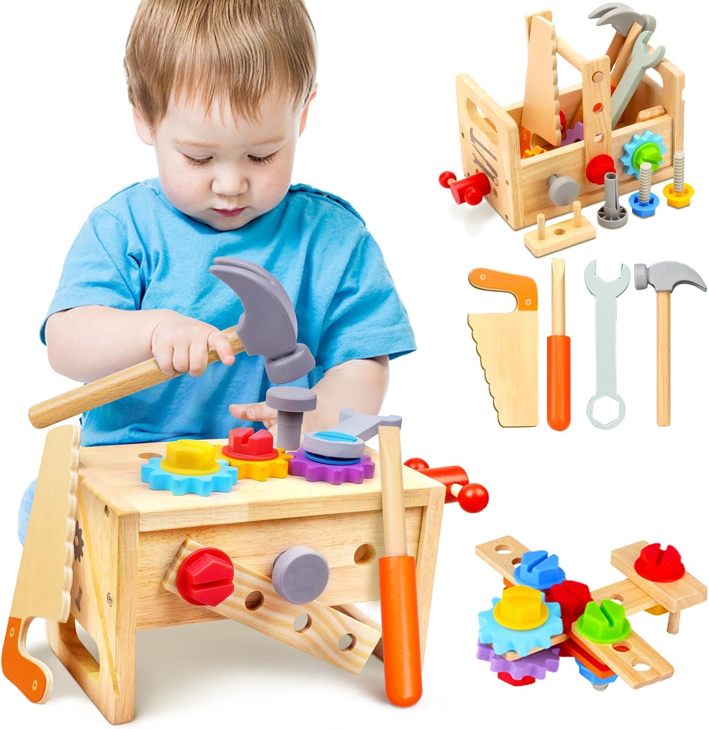 Mgtfbg Kids Tool Set 29 PCS Wooden Toy