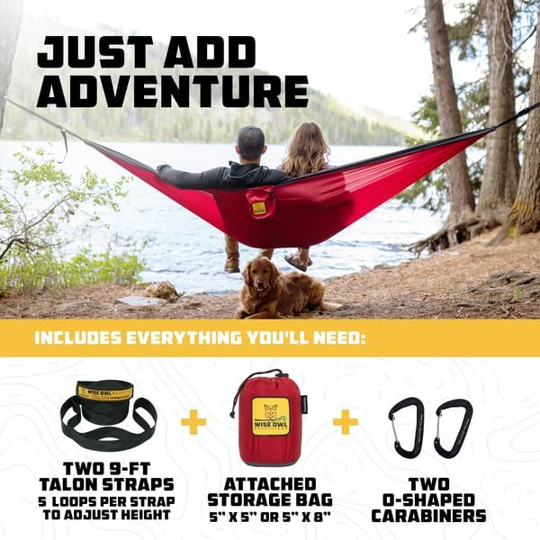 Thumbnail 3 de Wise Owl Outfitters Camping Hammock (500 lbs) with Tree Straps – 10 ft x 6.5 ft Portable Nylon Hammock Kit