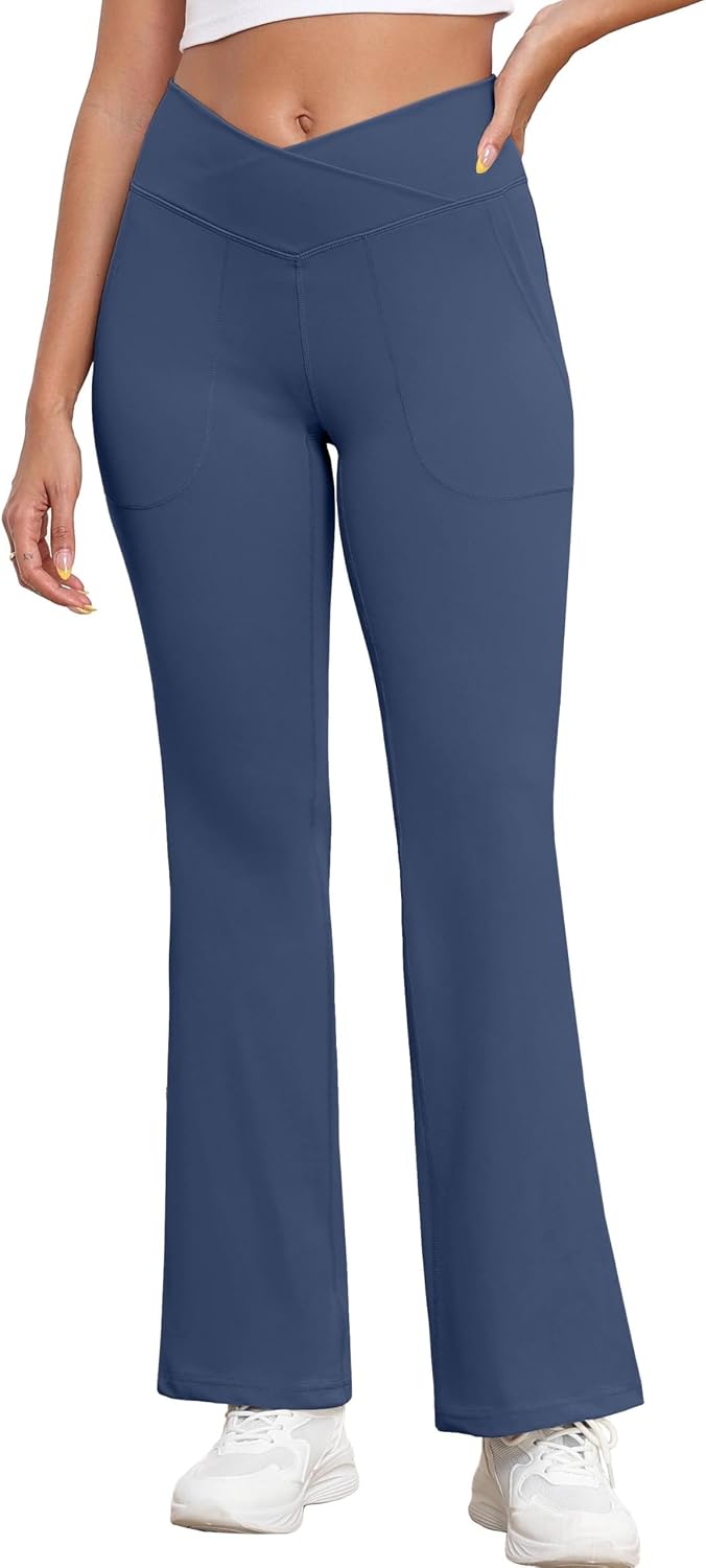 Thumbnail 6 de GRECERELLE Womens Yoga Pants Trousers with Crossover High Waist and Pockets