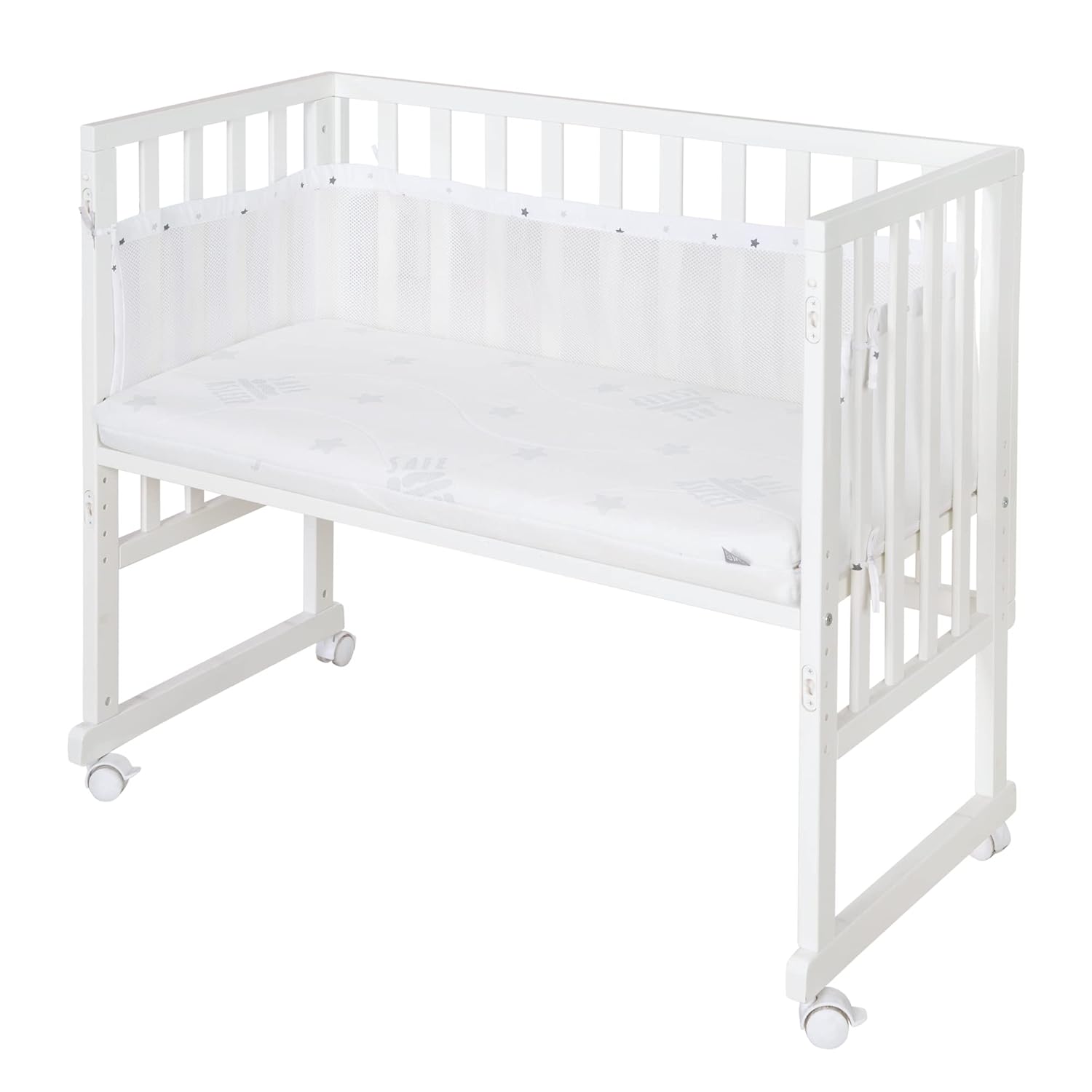 Thumbnail 1 de roba Stuben- und Beistellbett safe asleep® 3 in 1 – 45 × 90 cm, höhenverstellbar, inklusive Matratze, Canvas Barriere und Mesh Umrandung