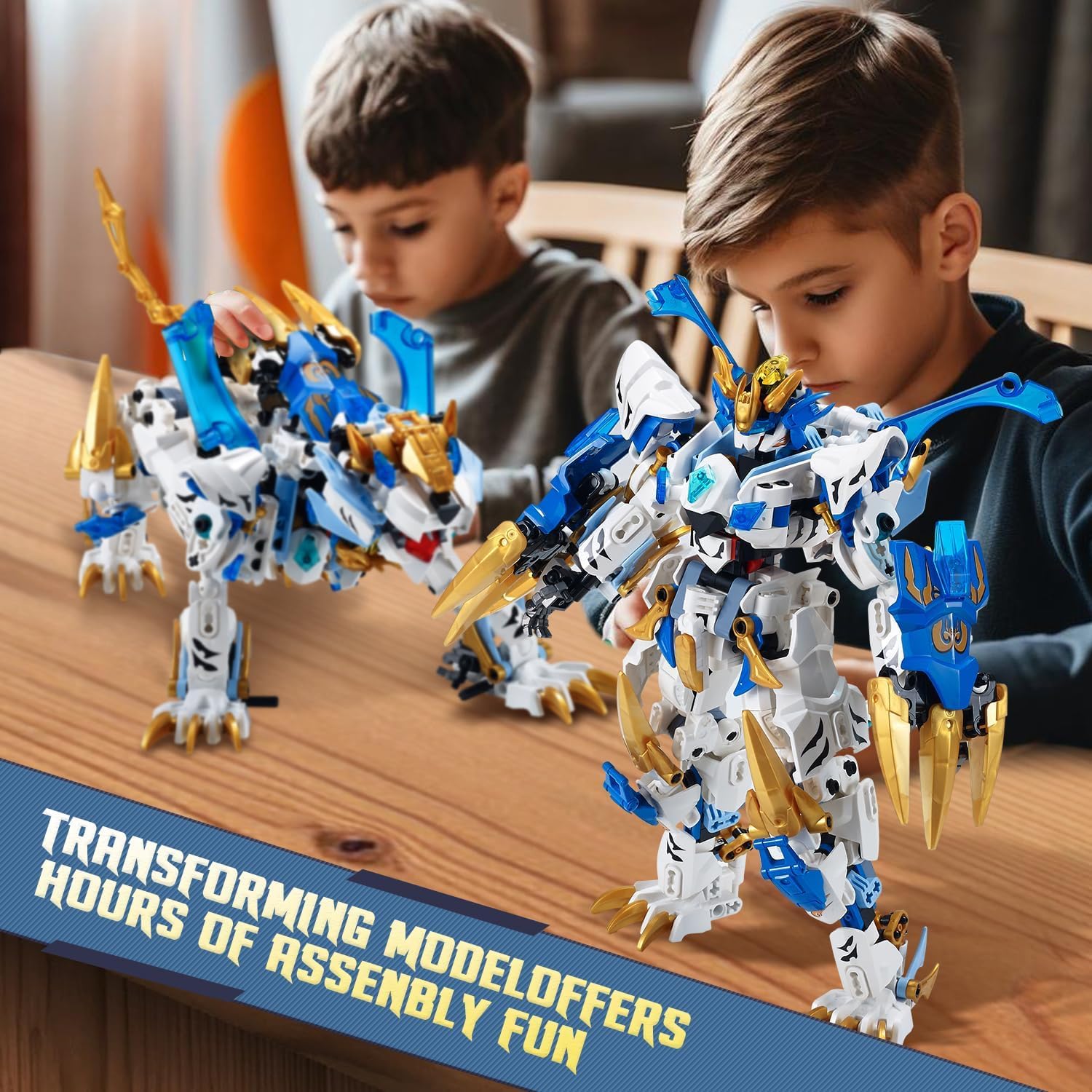 Detalle 2 de TIALLOW White Tiger 2 in 1 Mech Building Set: Transforming Robot & Tiger, for Teens & Adults