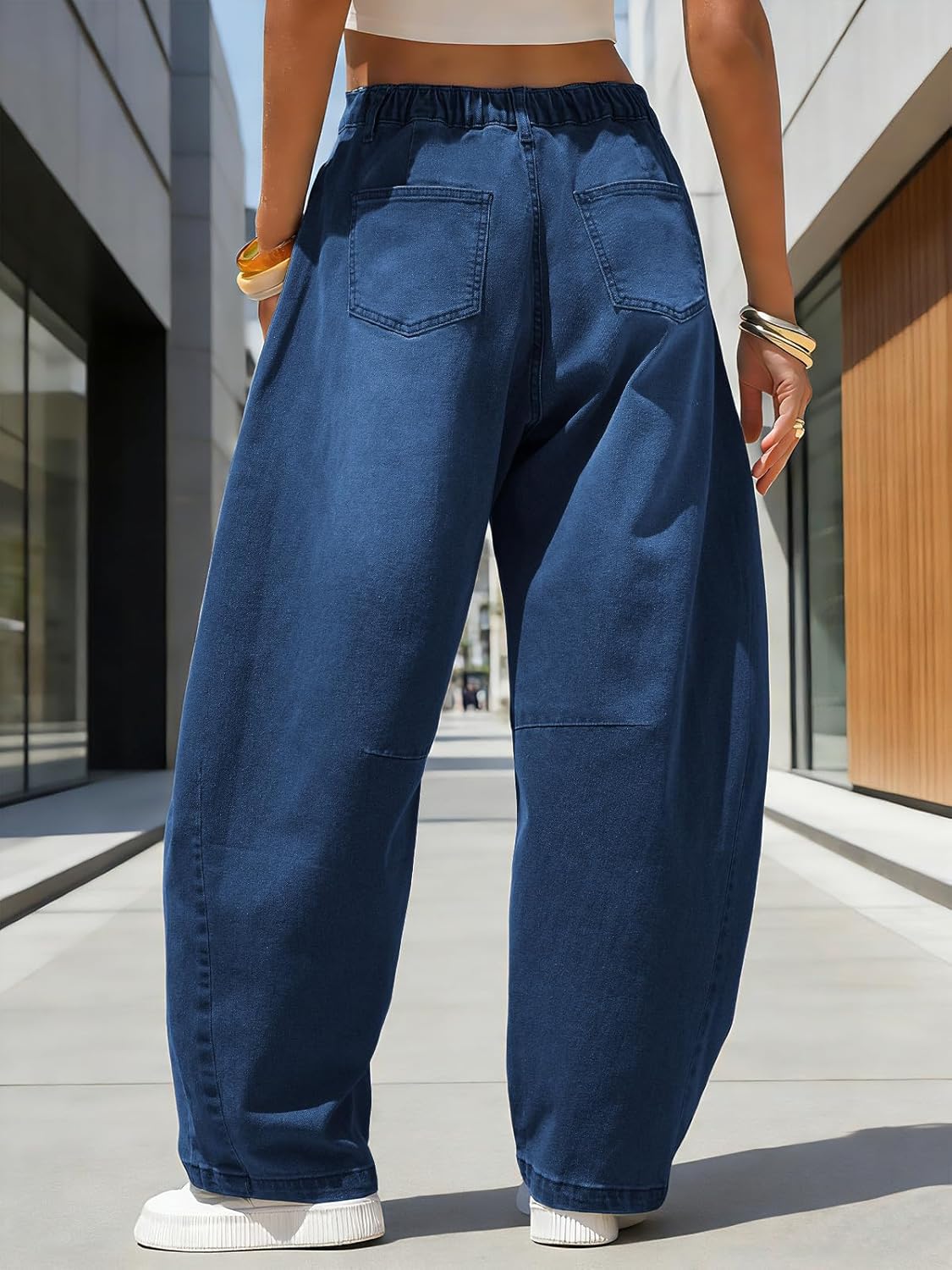 Detalle de EXLURA Women's Barrel Jeans: Wide Leg Y2K Inspired Baggy Denim