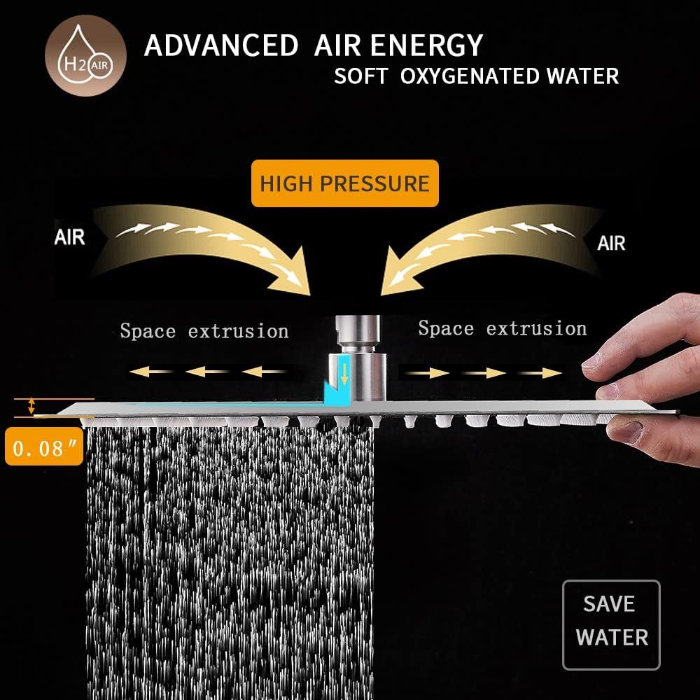 Detalle de BESy 12 inch square rain shower head in polished chrome (G1/2”)