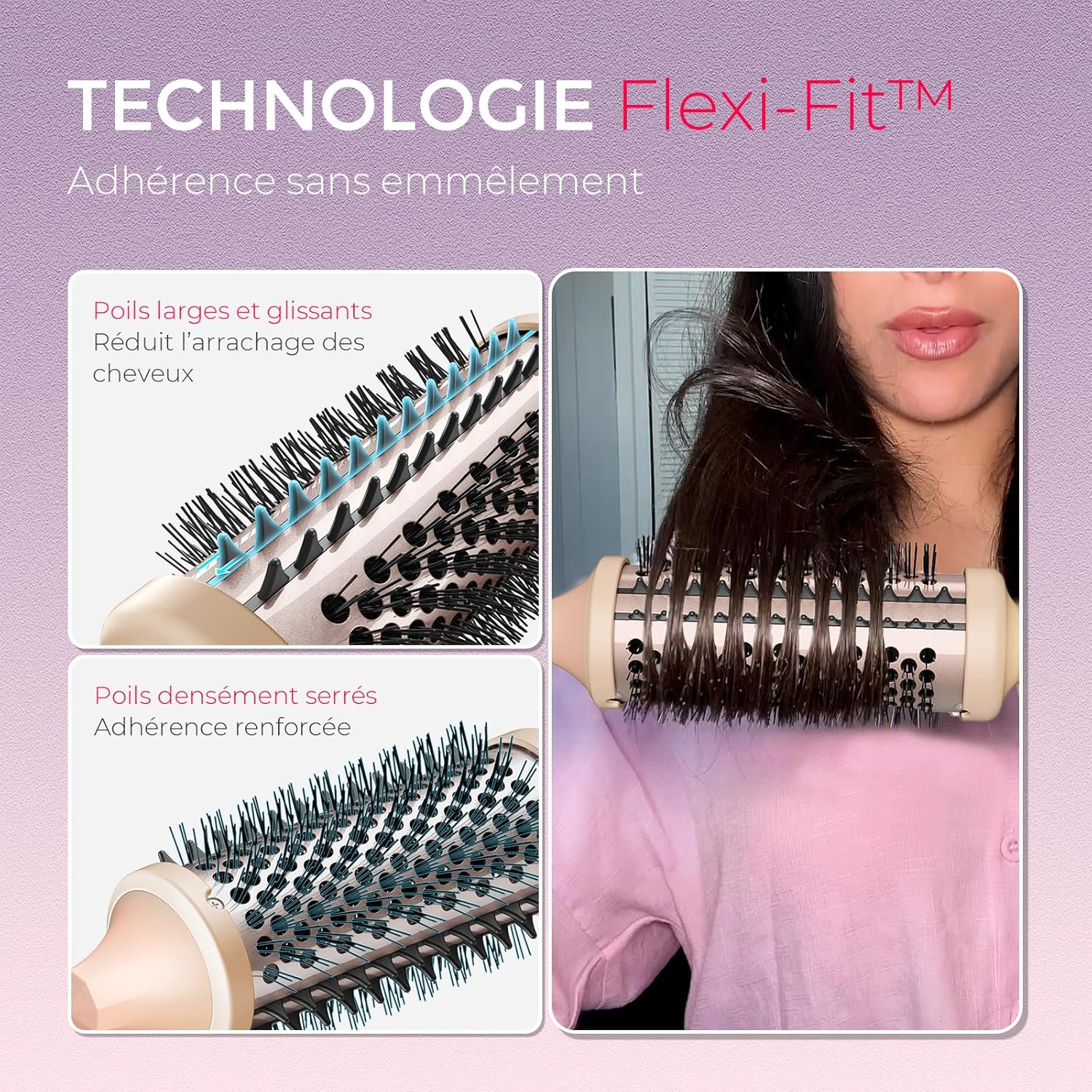 Detalle de TYMO STYLUX Brosse Thermique 43 mm – Boucles naturelles et volume en un seul passage