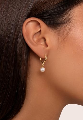 Thumbnail 1 de SINGULARU Pendientes Aro Pearl de Plata 925 con Baño de Oro 18K y Cierre Congo-Click